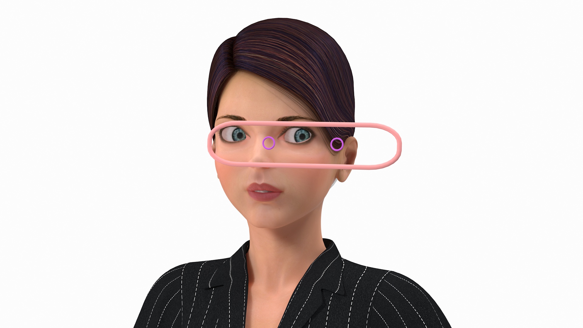 3D model Cartoon Young Girl Office Clothes Rigged