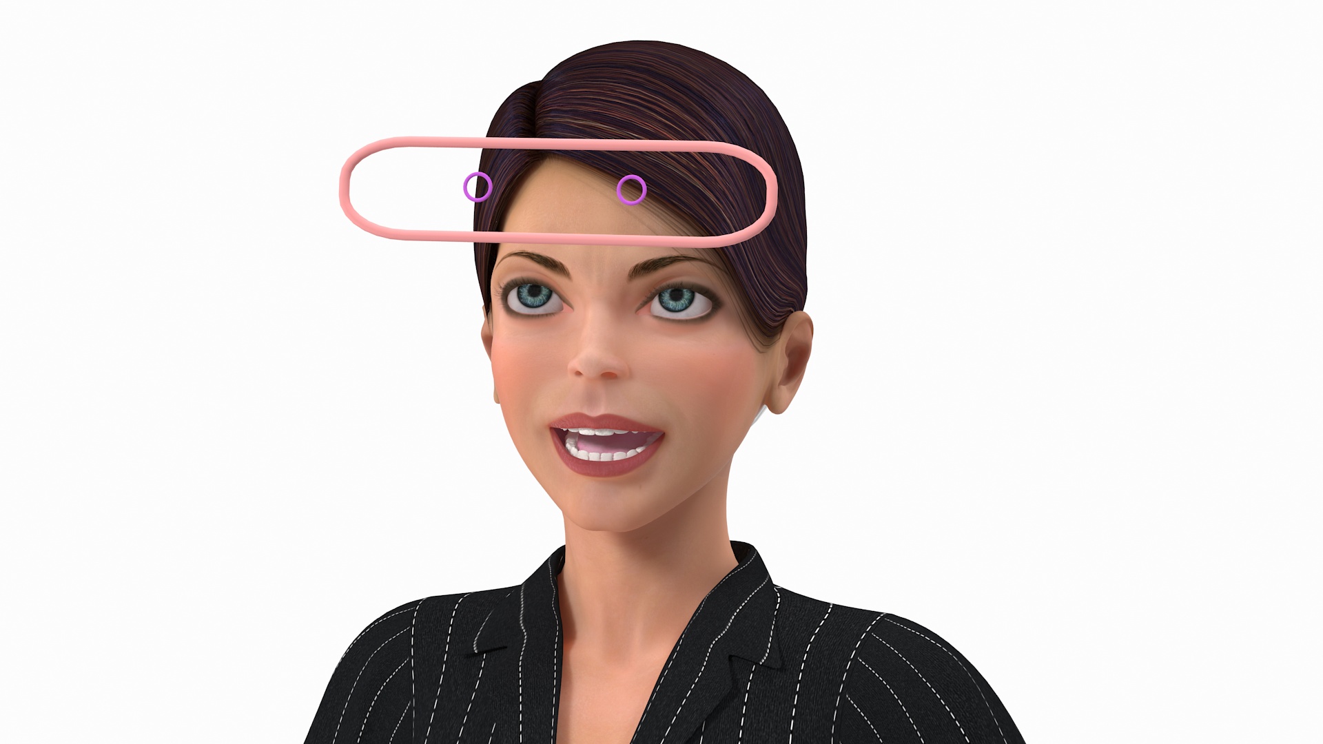 3D model Cartoon Young Girl Office Clothes Rigged