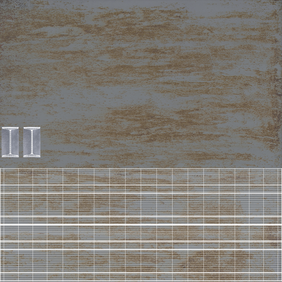 3D Rusty Steel I-Beam model
