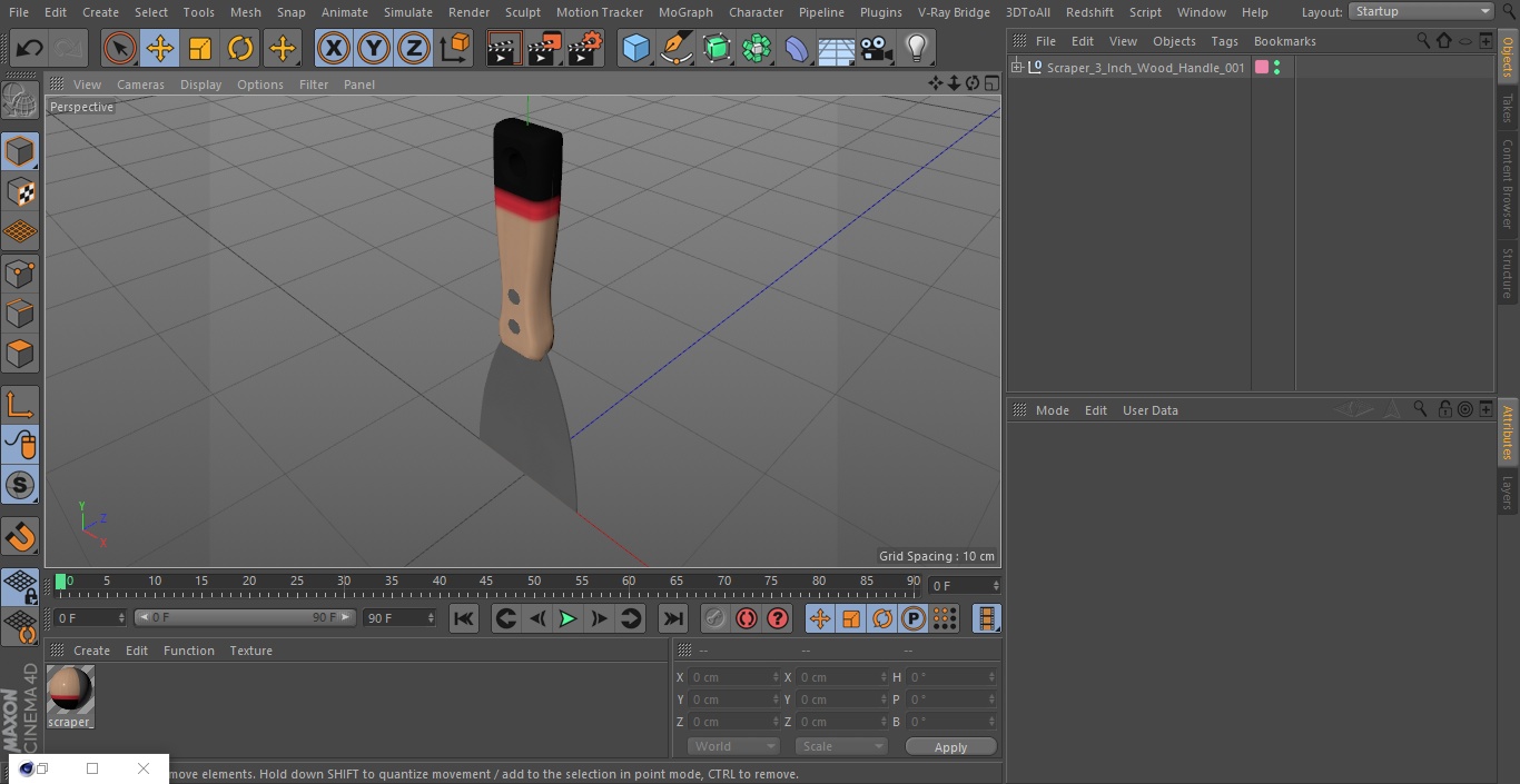 3D Scraper 3 Inch Wood Handle