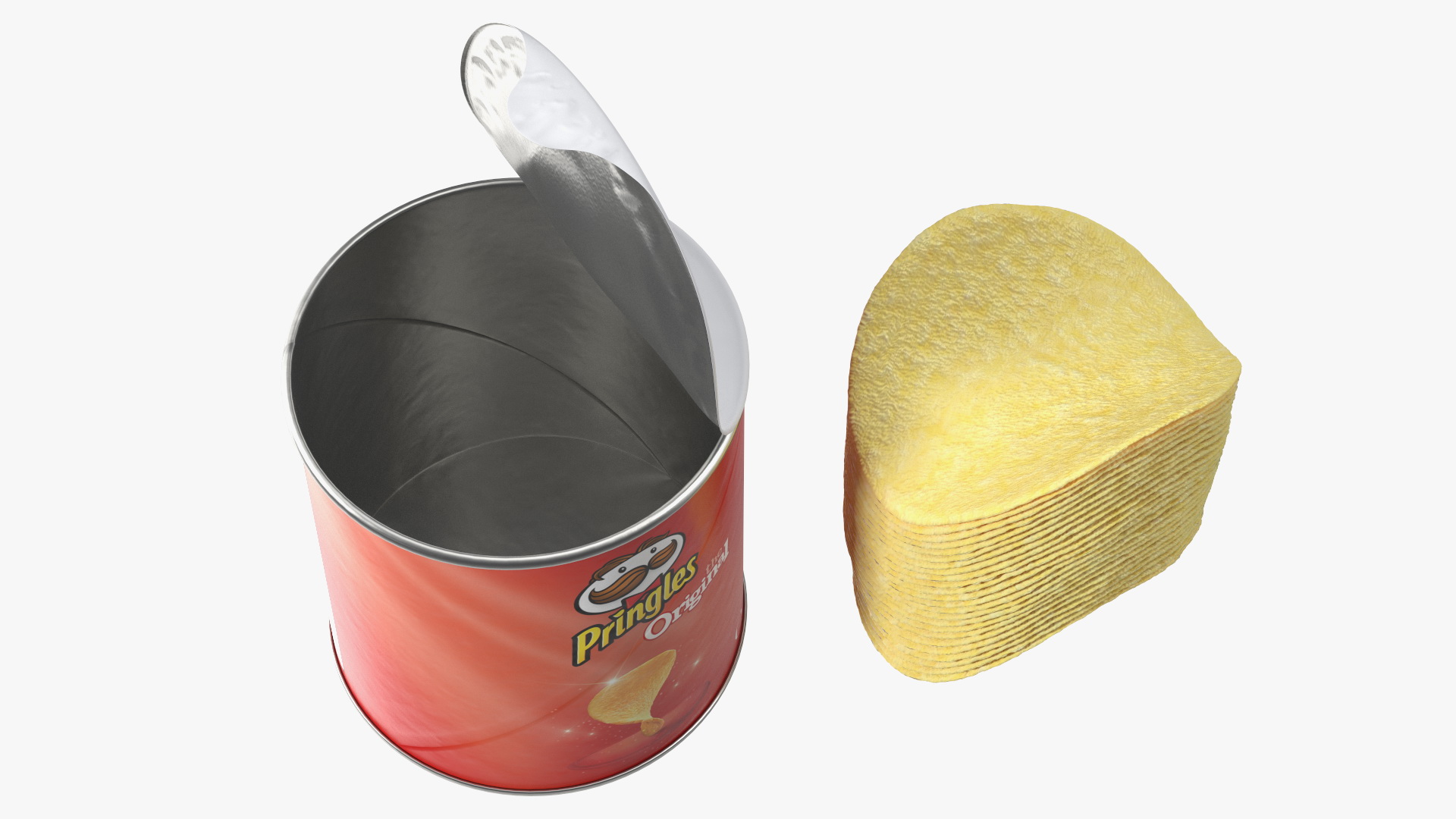 3D model Open Pringles Original Potato Chips Small Can