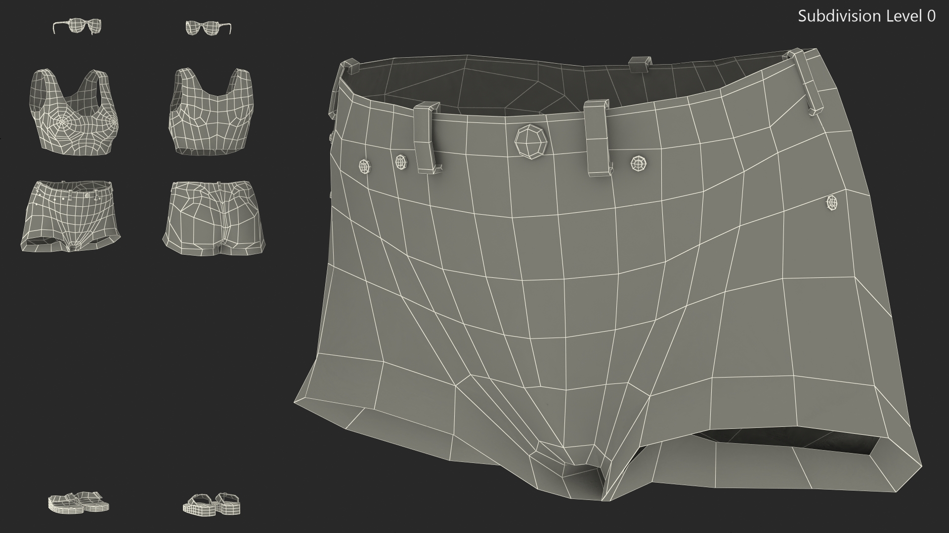 Beach Style Shorts and Blouse 3D model