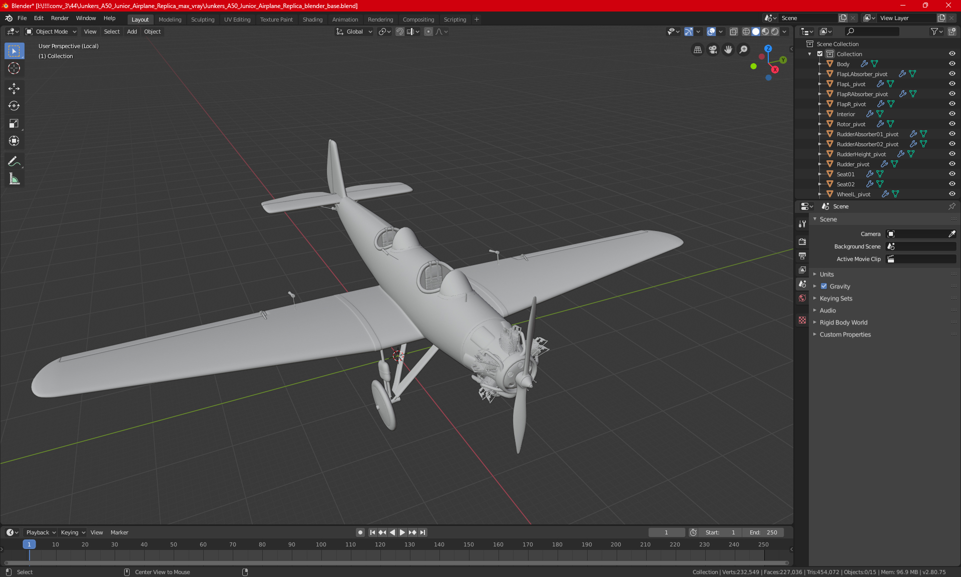 3D model Junkers A50 Junior Airplane Replica
