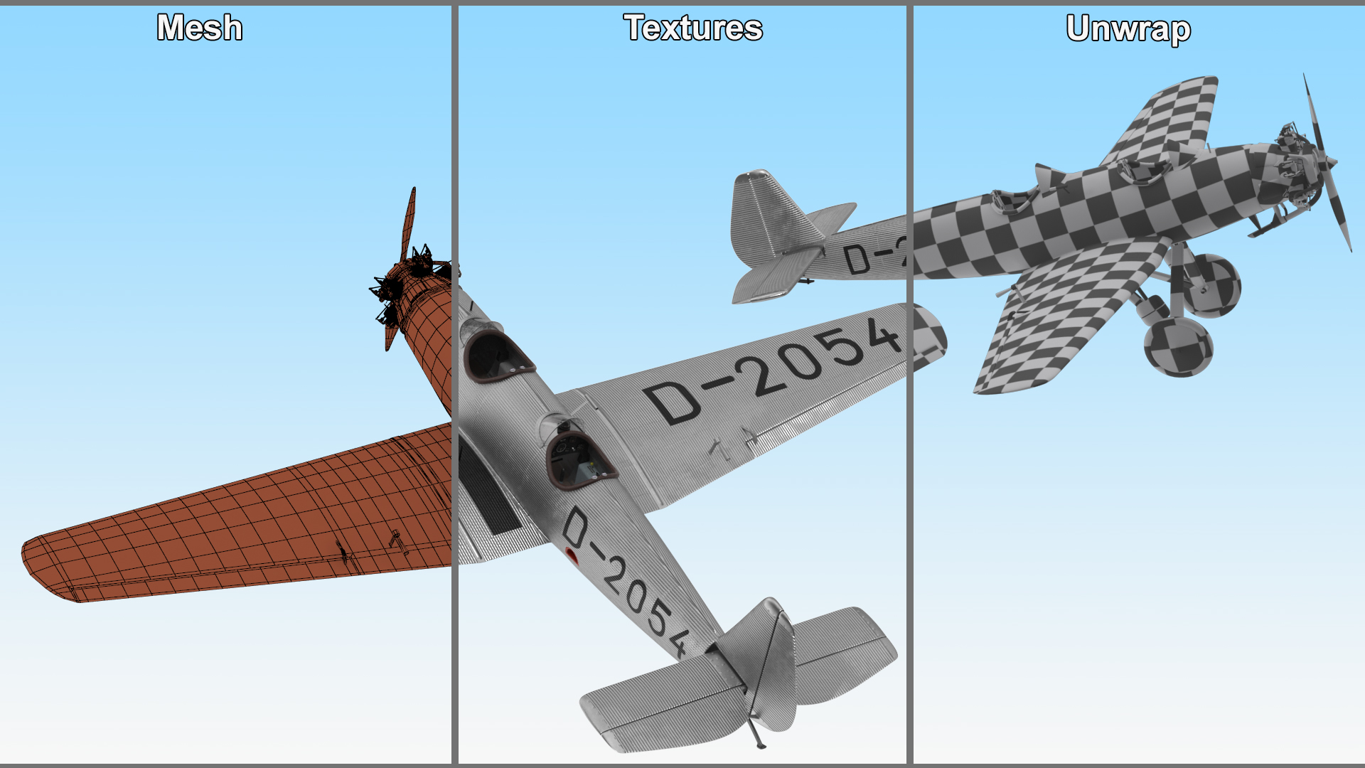 3D model Junkers A50 Junior Airplane Replica