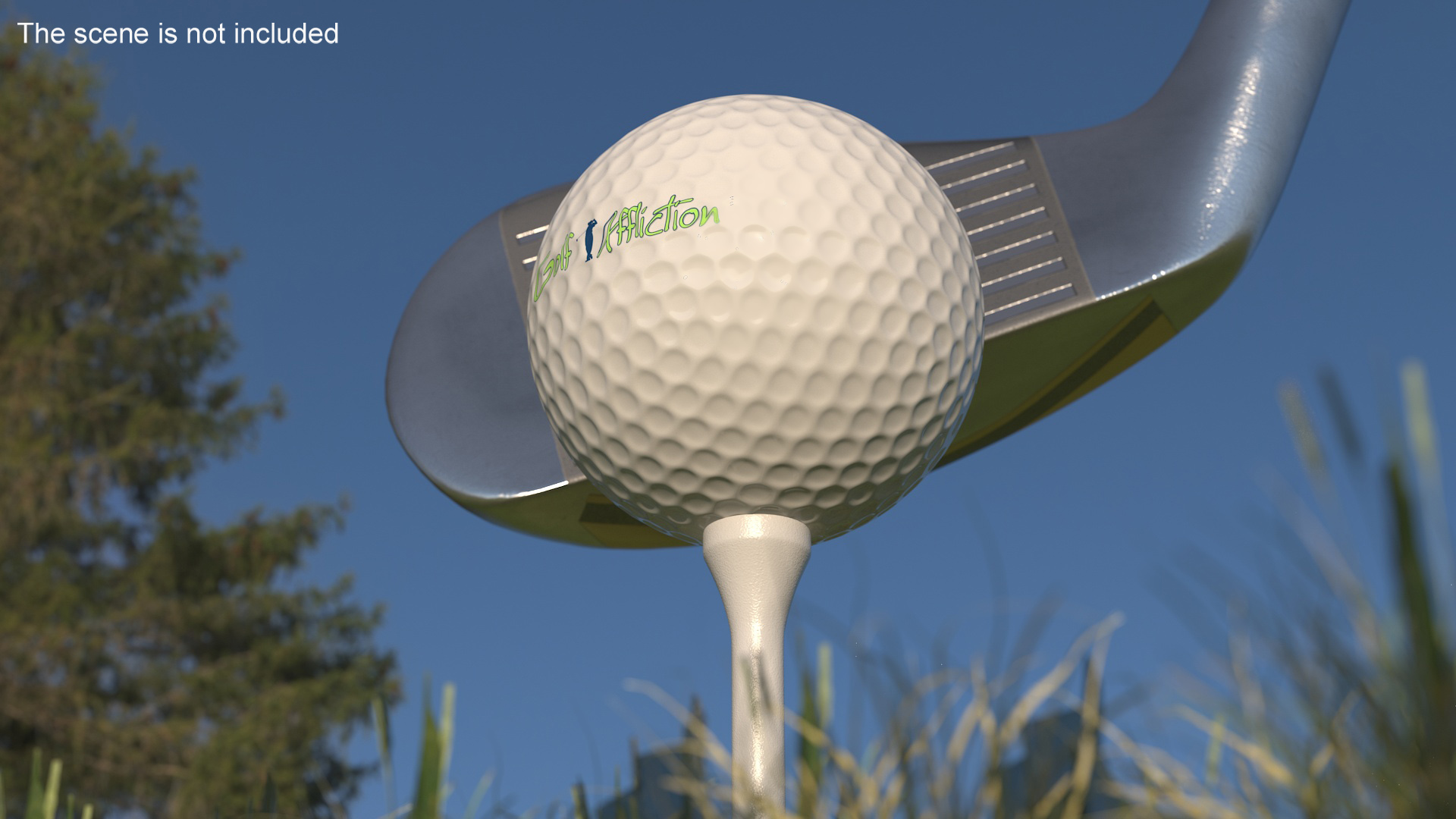 3D Golf Ball Resting on a Tee