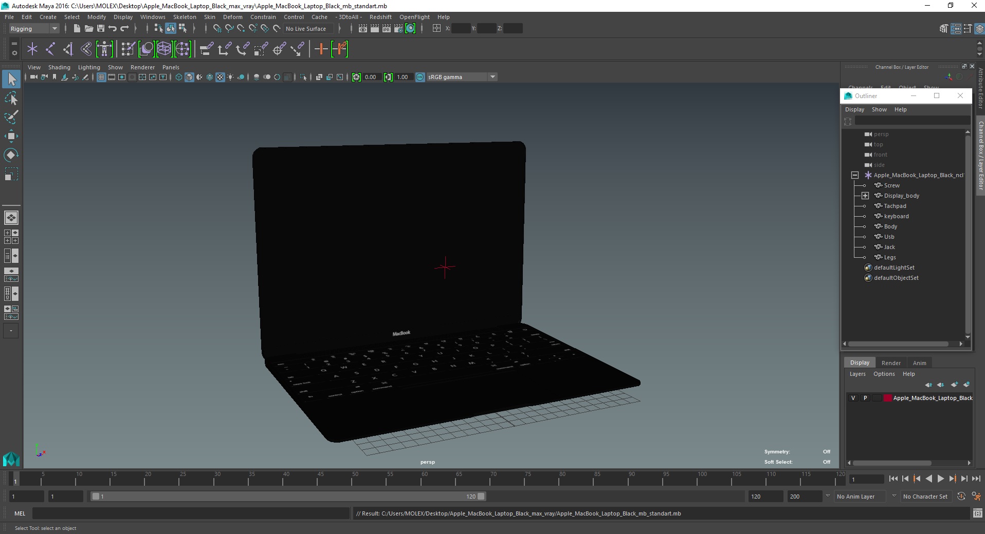 3D Apple MacBook Laptop Black