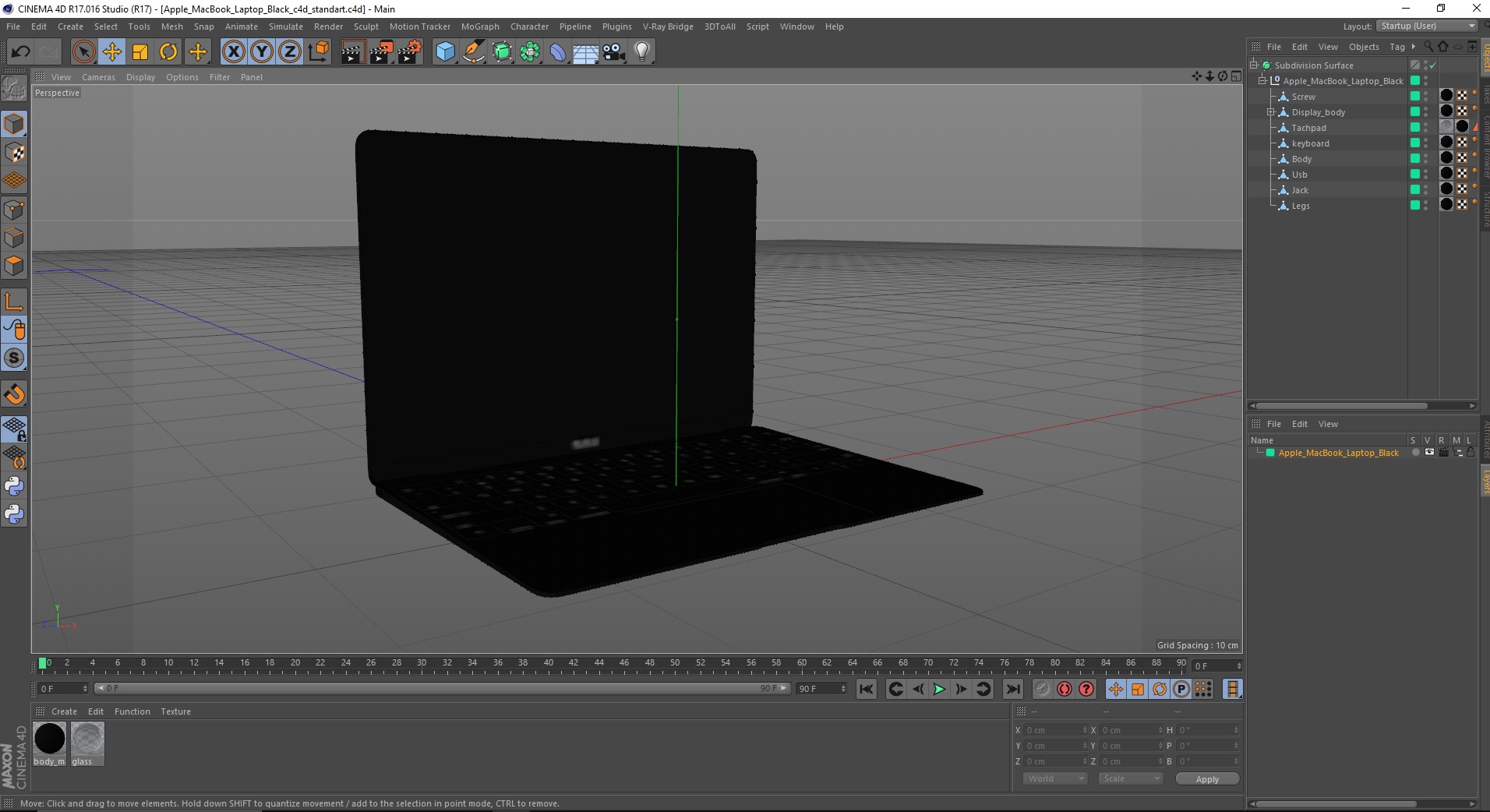3D Apple MacBook Laptop Black