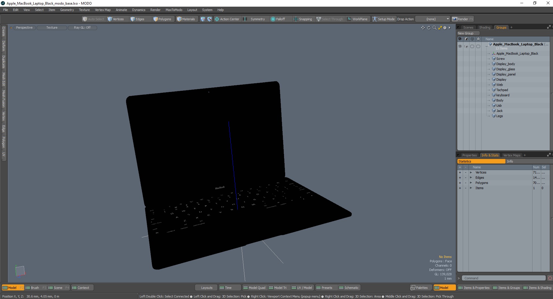 3D Apple MacBook Laptop Black