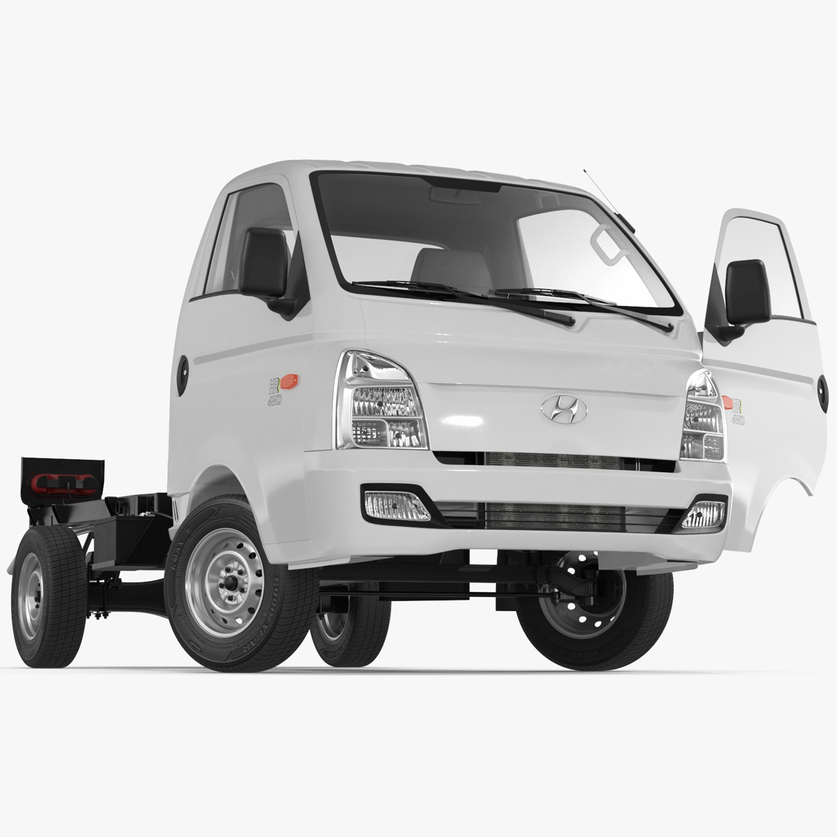 3D model Mini Truck Hyundai HR 2023 Bare Chassis Rigged for Cinema 4D