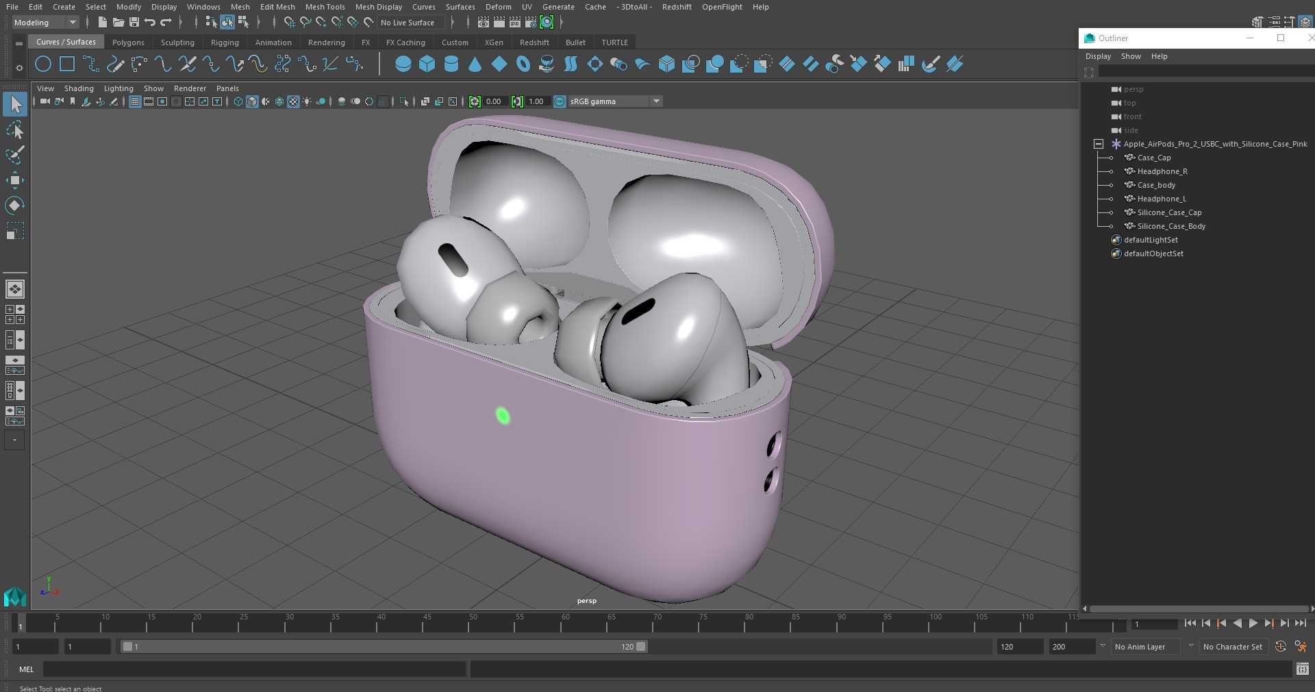 Apple AirPods Pro 2 USB-C with Silicone Case Pink 3D model
