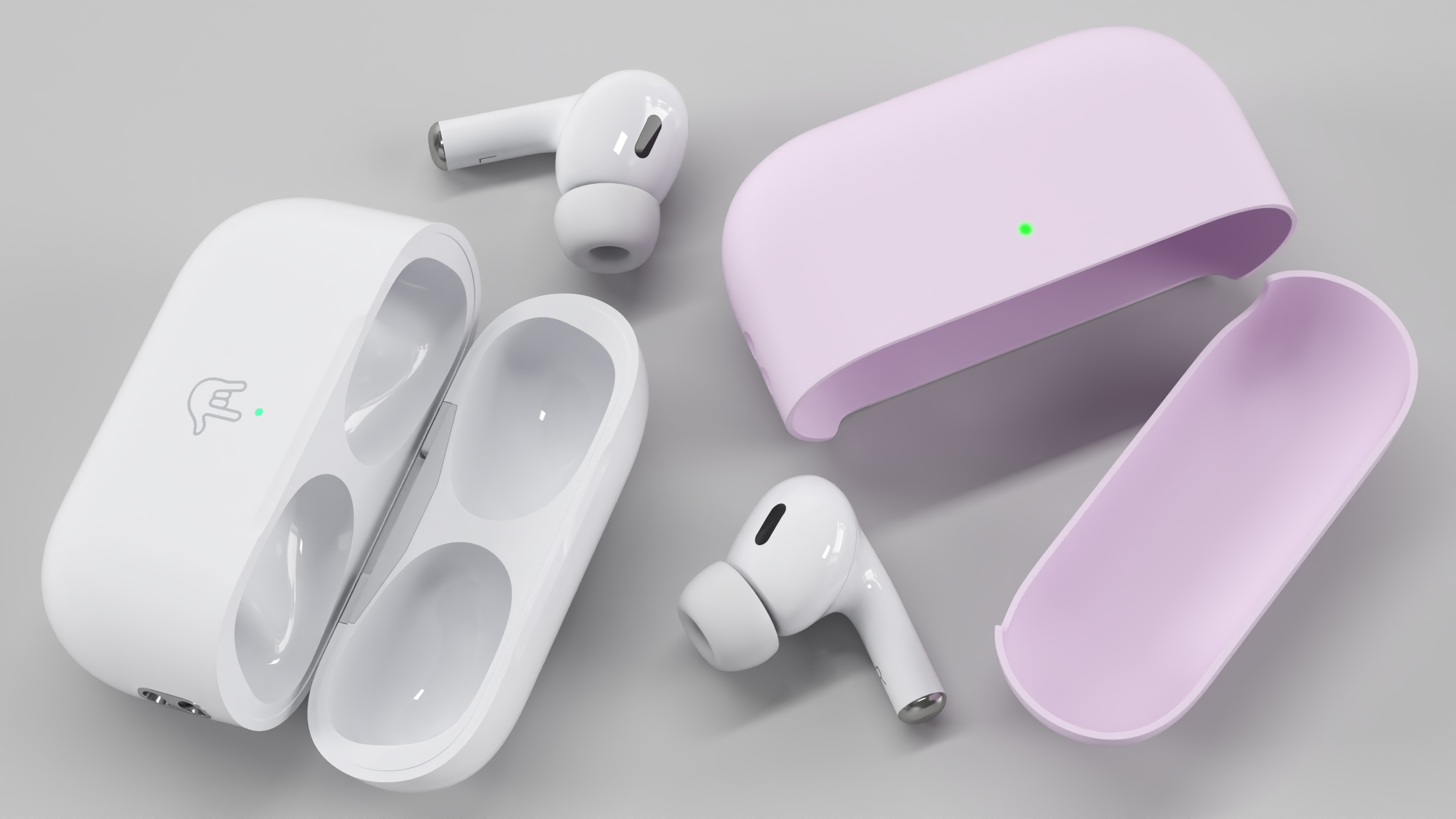 Apple AirPods Pro 2 USB-C with Silicone Case Pink 3D model