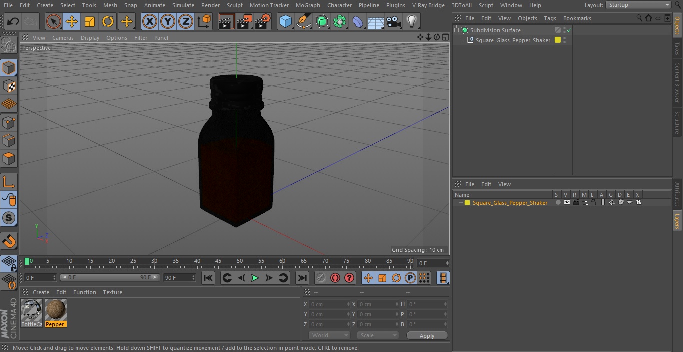 3D Square Glass Pepper Shaker