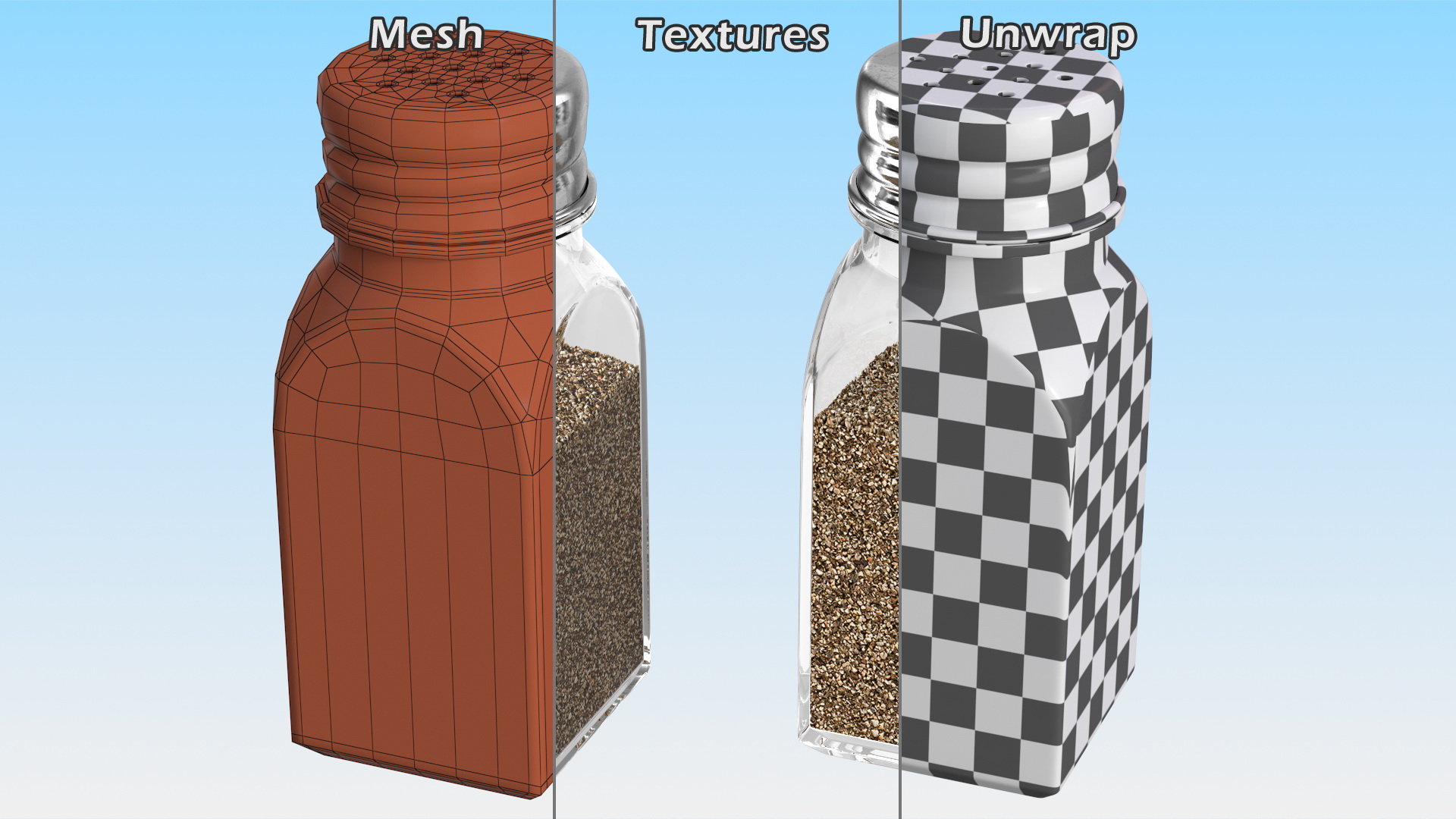 3D Square Glass Pepper Shaker