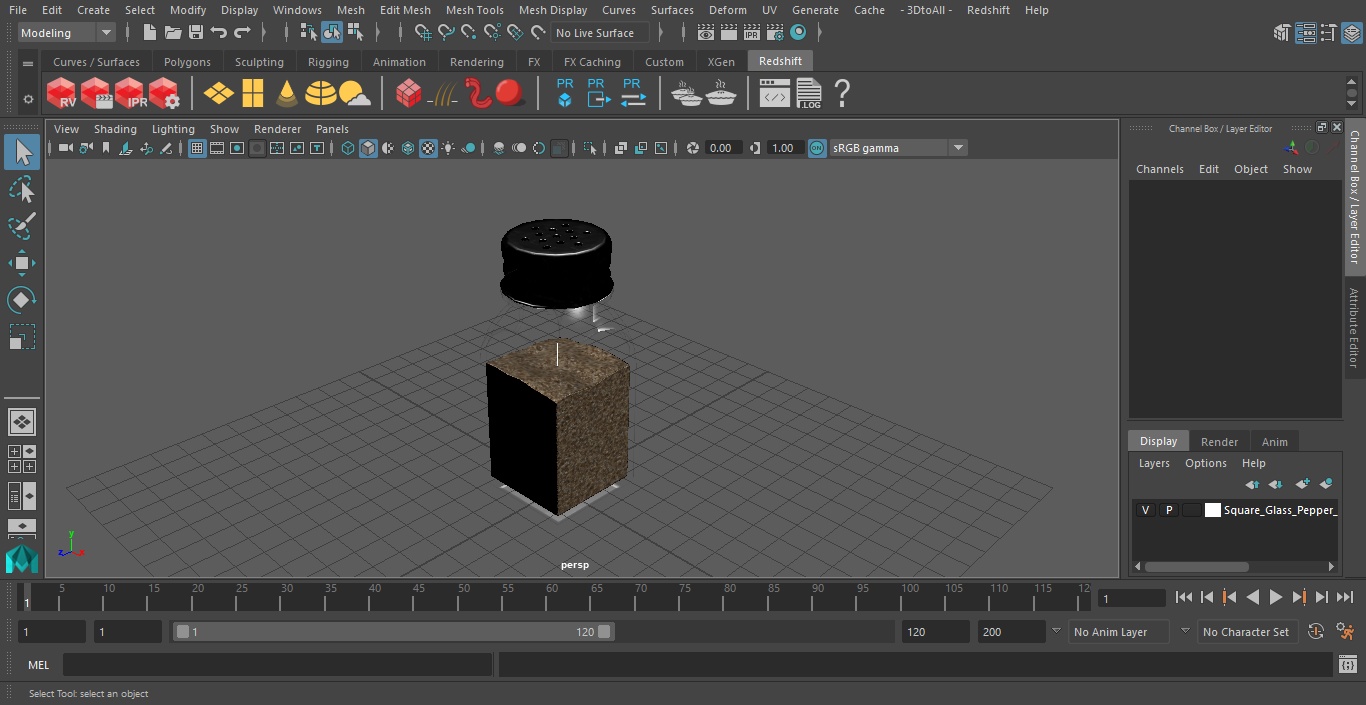 3D Square Glass Pepper Shaker