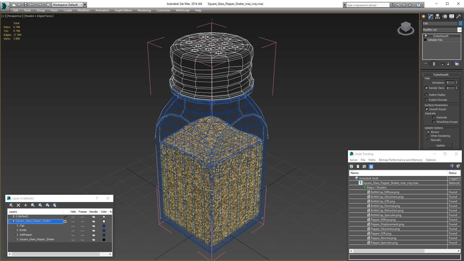 3D Square Glass Pepper Shaker