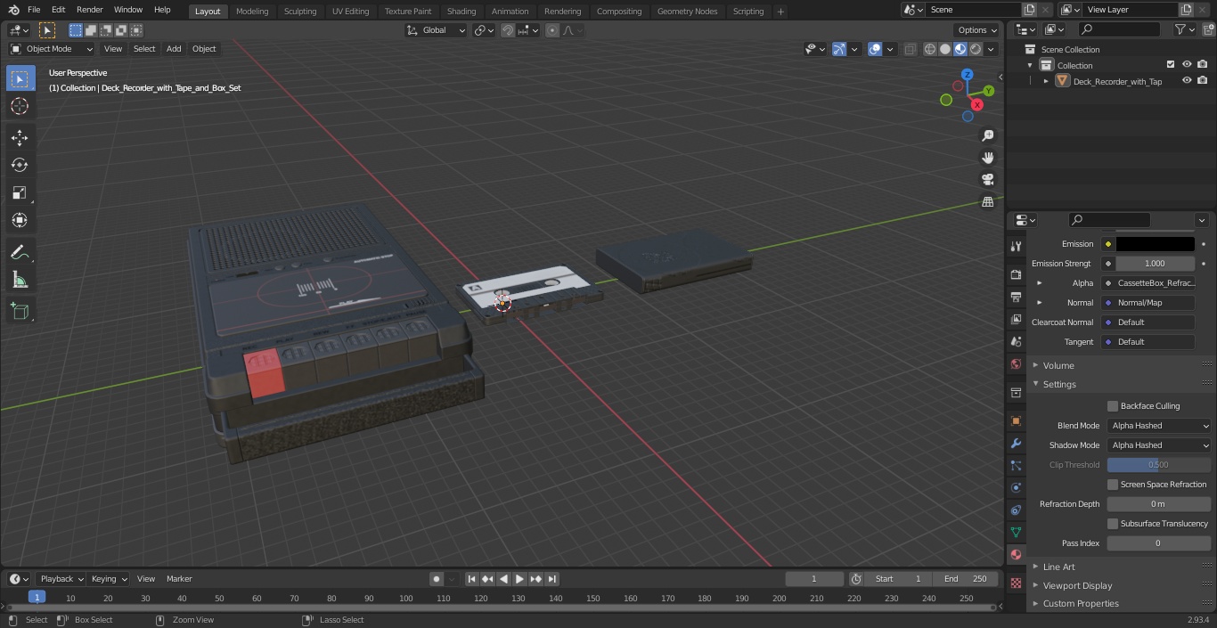 3D model Deck Recorder with Tape and Box Set