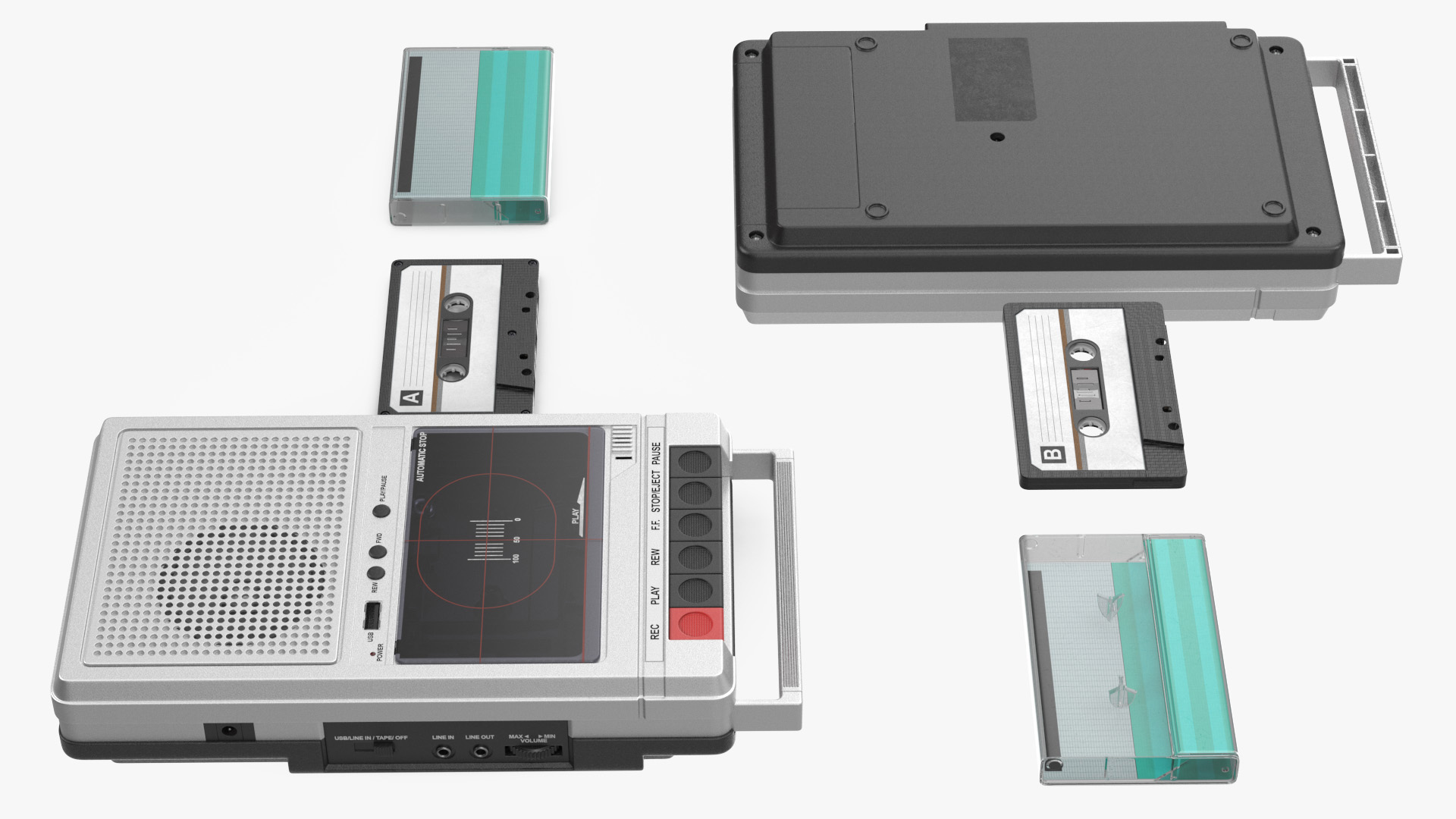 3D model Deck Recorder with Tape and Box Set
