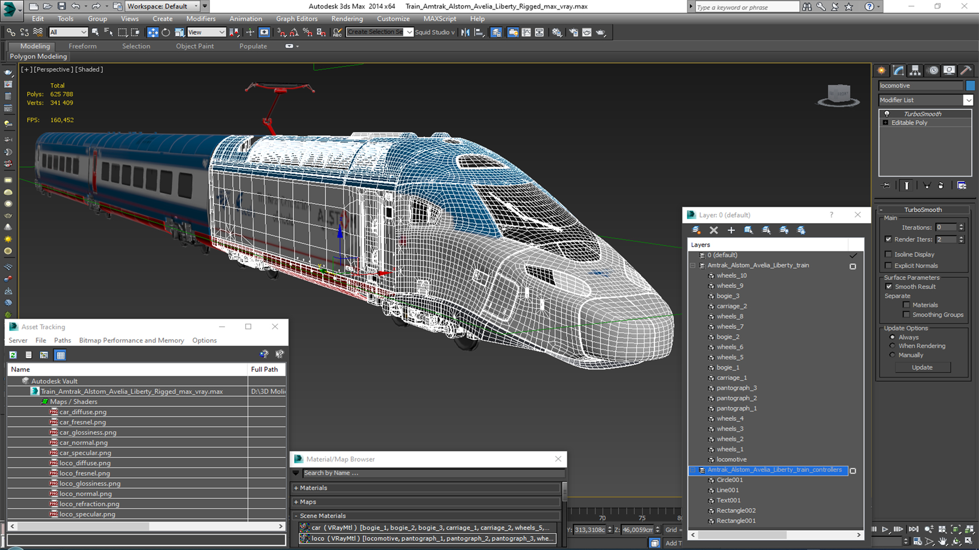 3D Train Amtrak Alstom Avelia Liberty Rigged