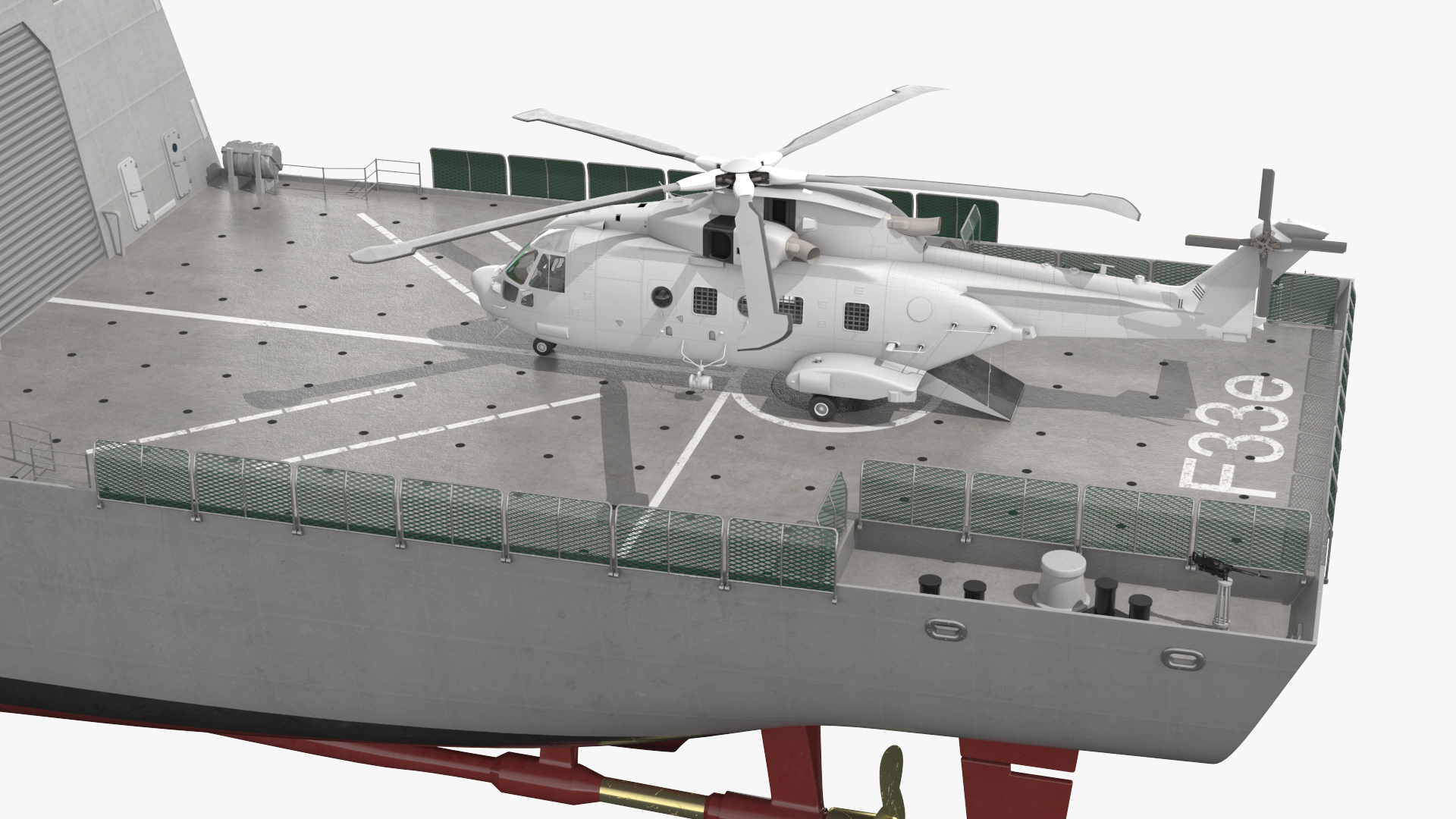 Naval Frigate with Transport Helicopter 3D model