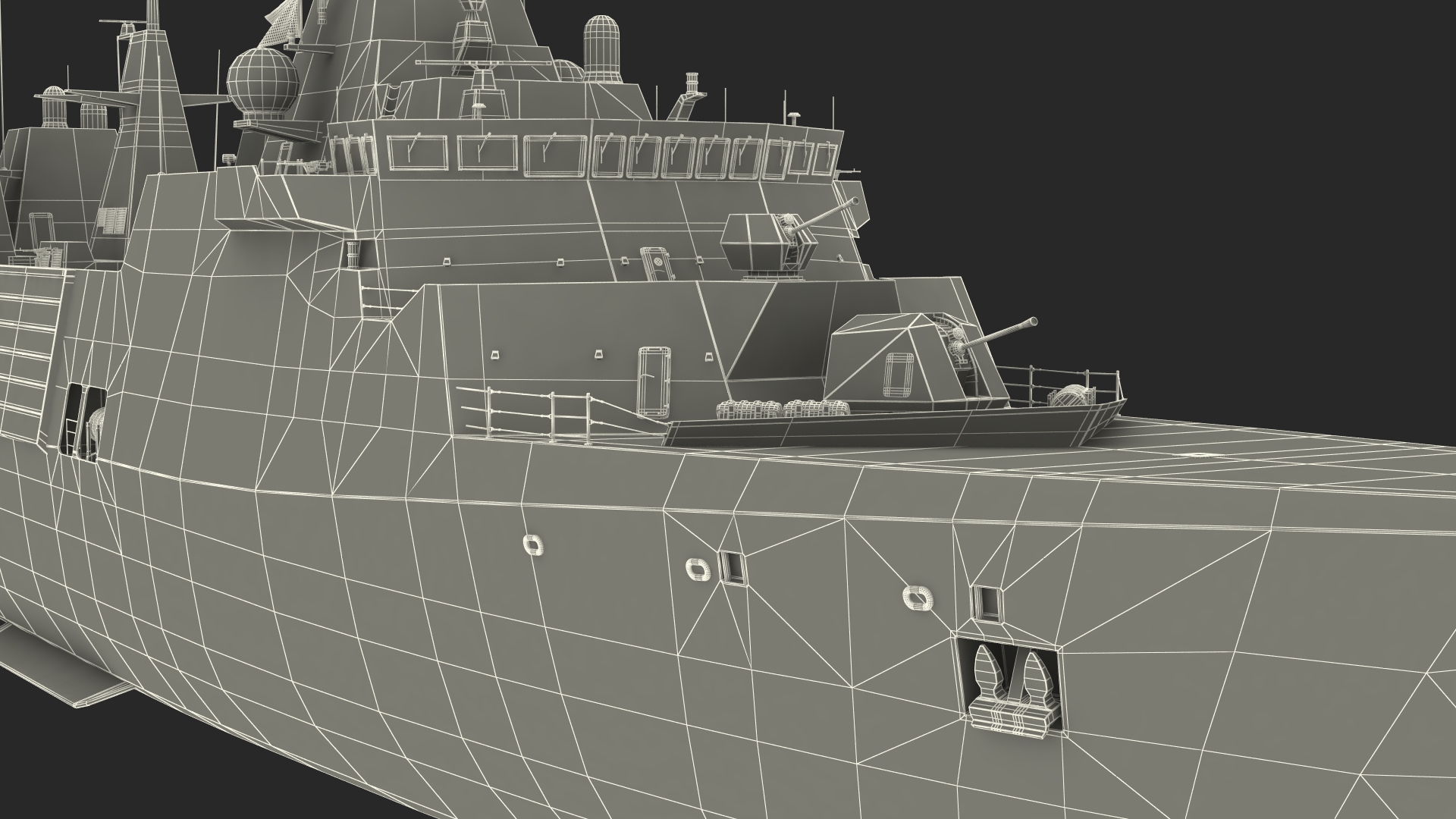 Naval Frigate with Transport Helicopter 3D model