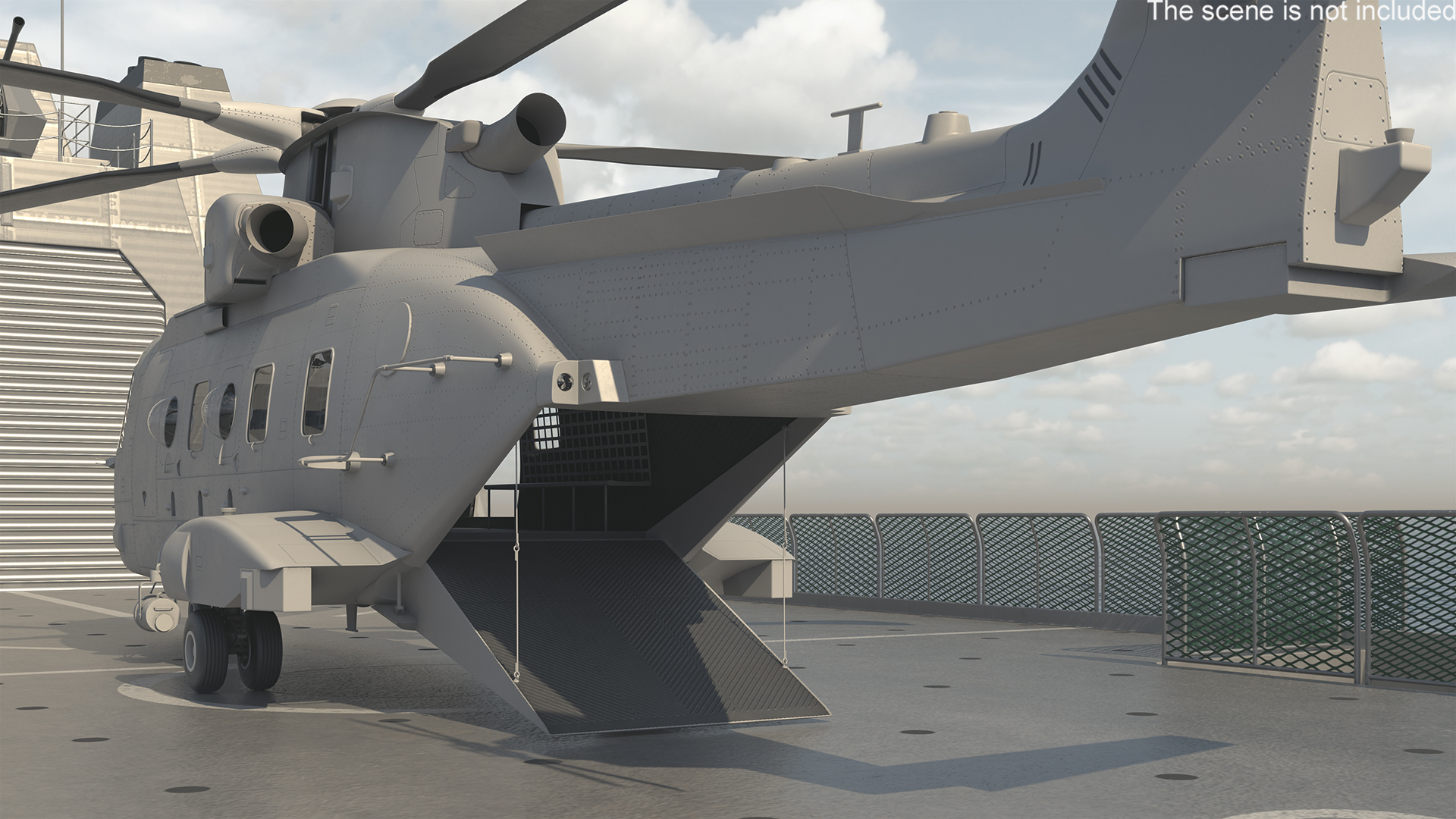 Naval Frigate with Transport Helicopter 3D model