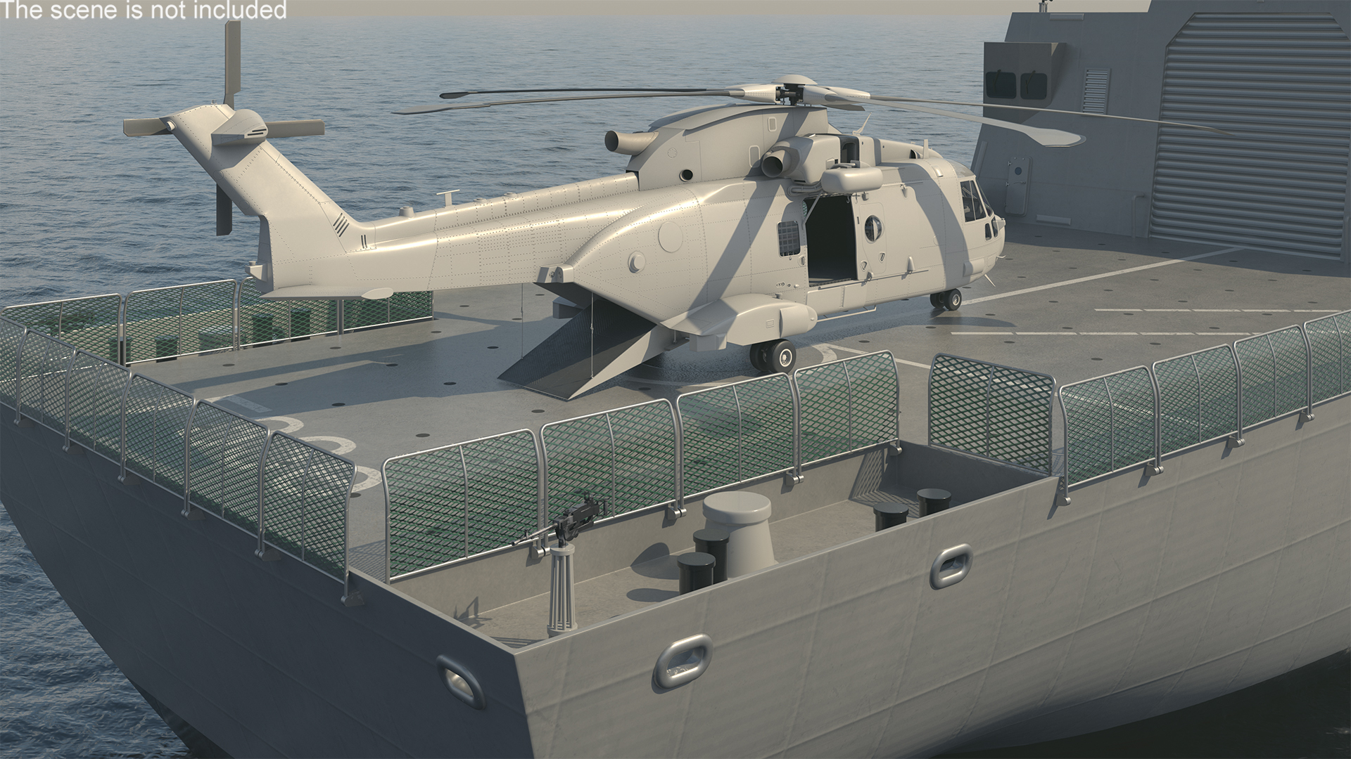Naval Frigate with Transport Helicopter 3D model