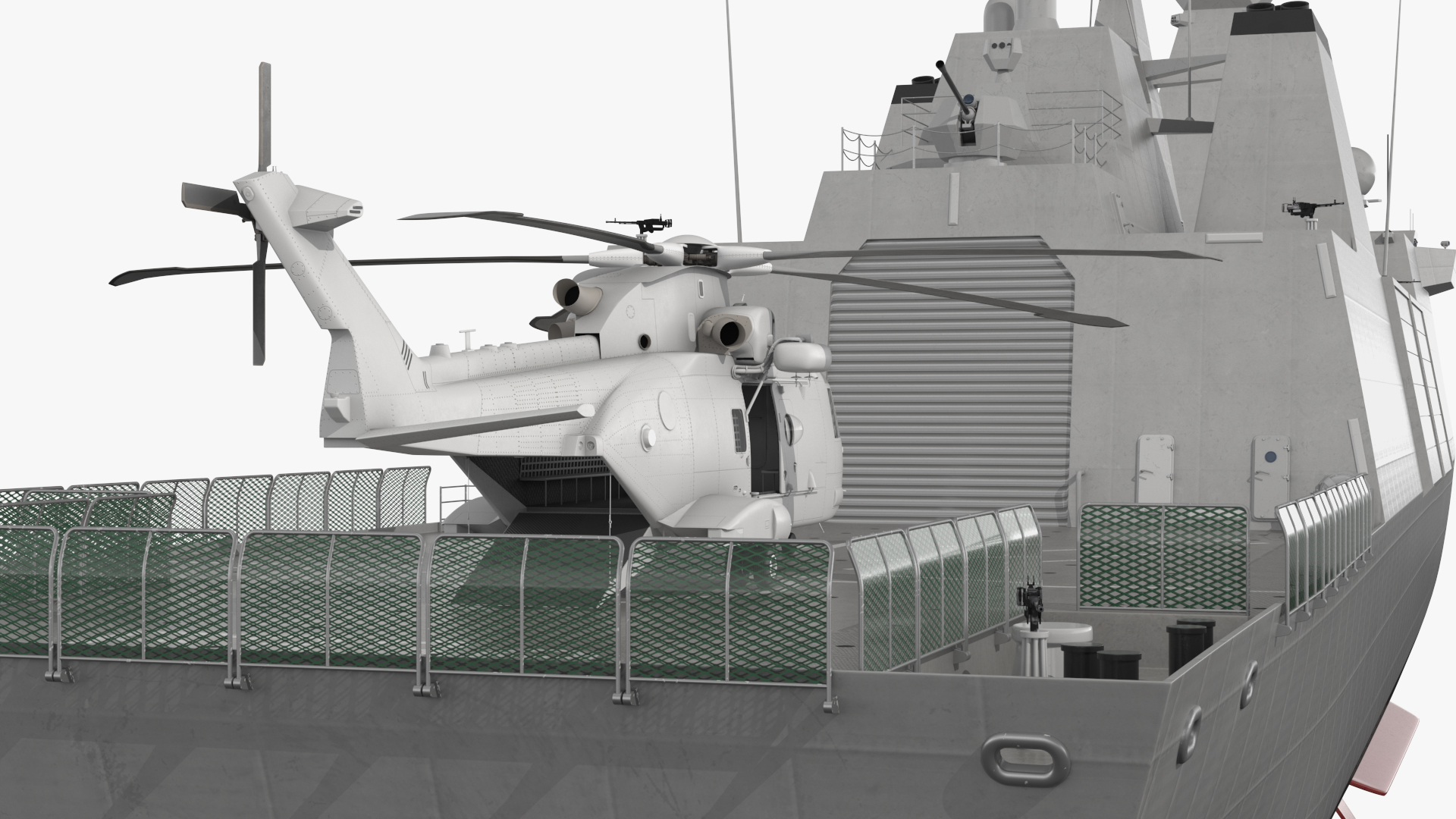 Naval Frigate with Transport Helicopter 3D model