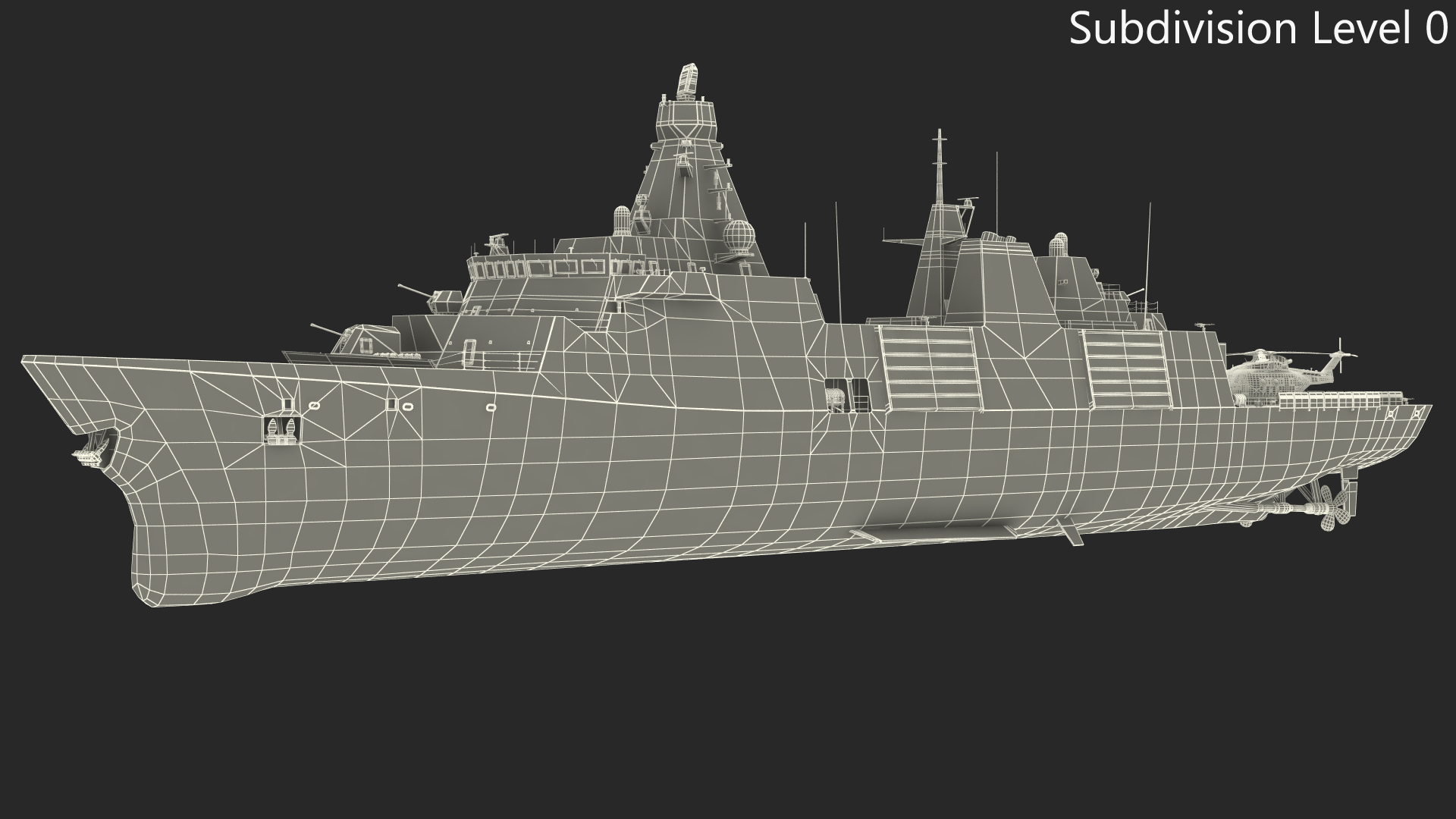 Naval Frigate with Transport Helicopter 3D model