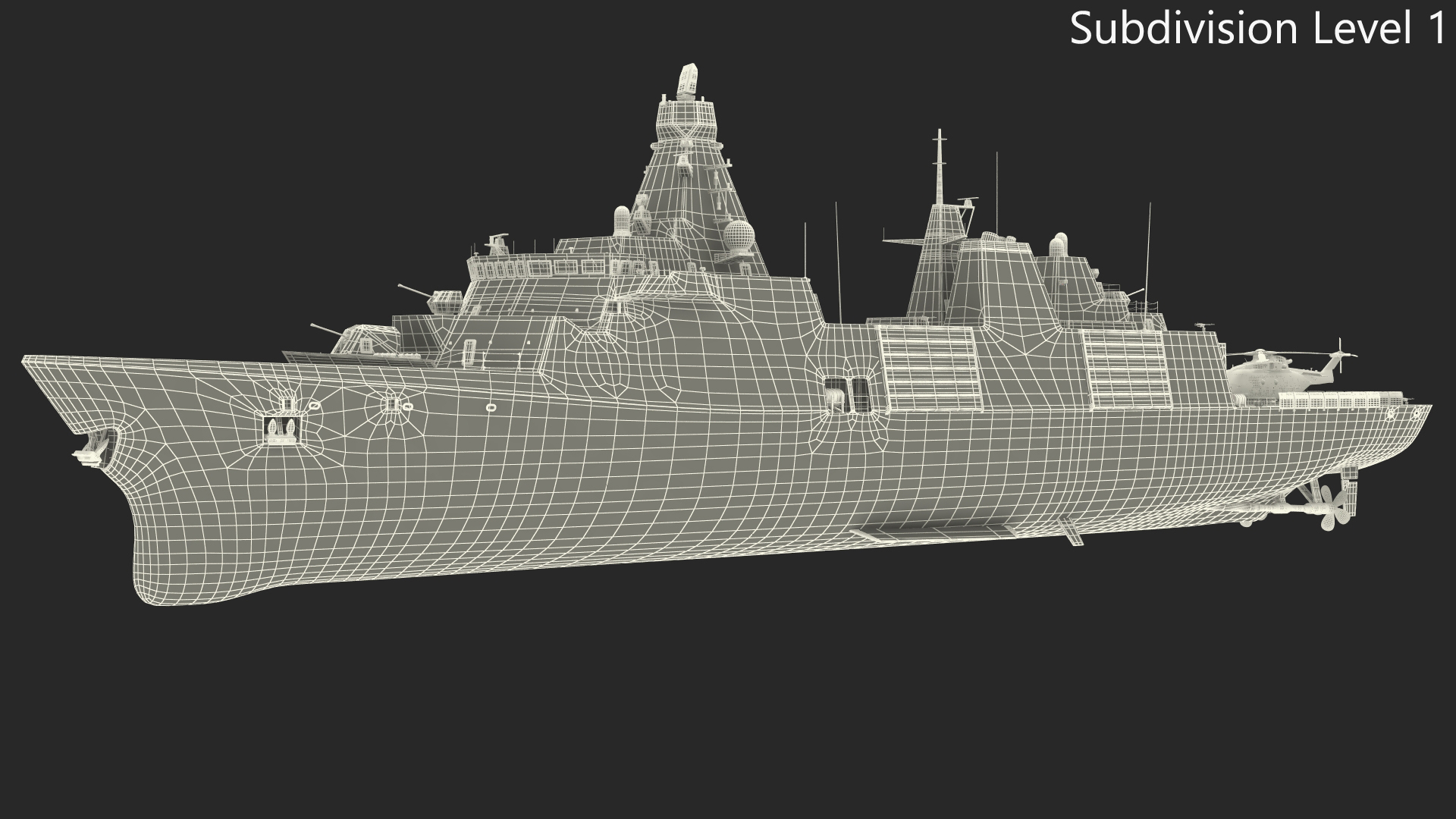 Naval Frigate with Transport Helicopter 3D model