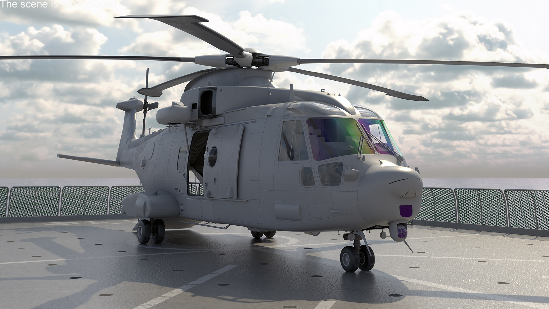 Naval Frigate with Transport Helicopter 3D model