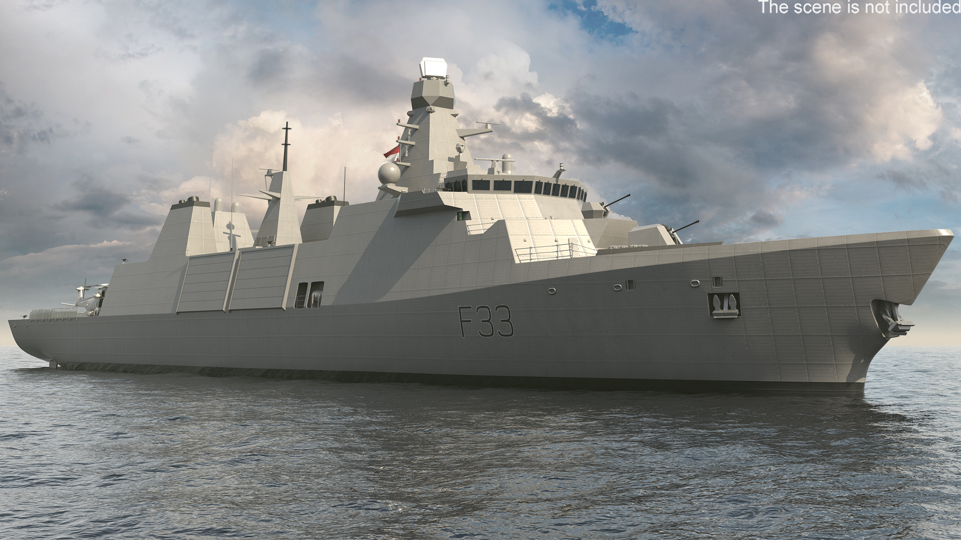 Naval Frigate with Transport Helicopter 3D model