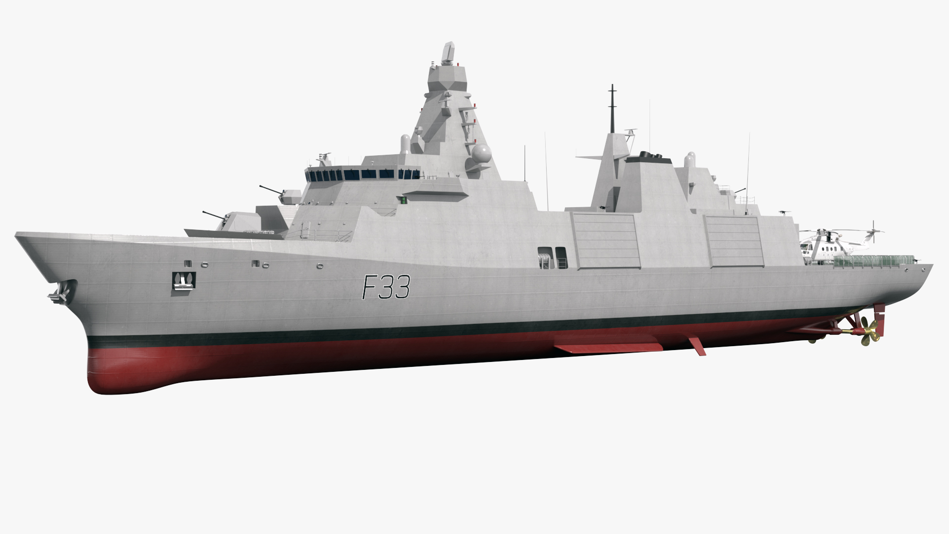 Naval Frigate with Transport Helicopter 3D model