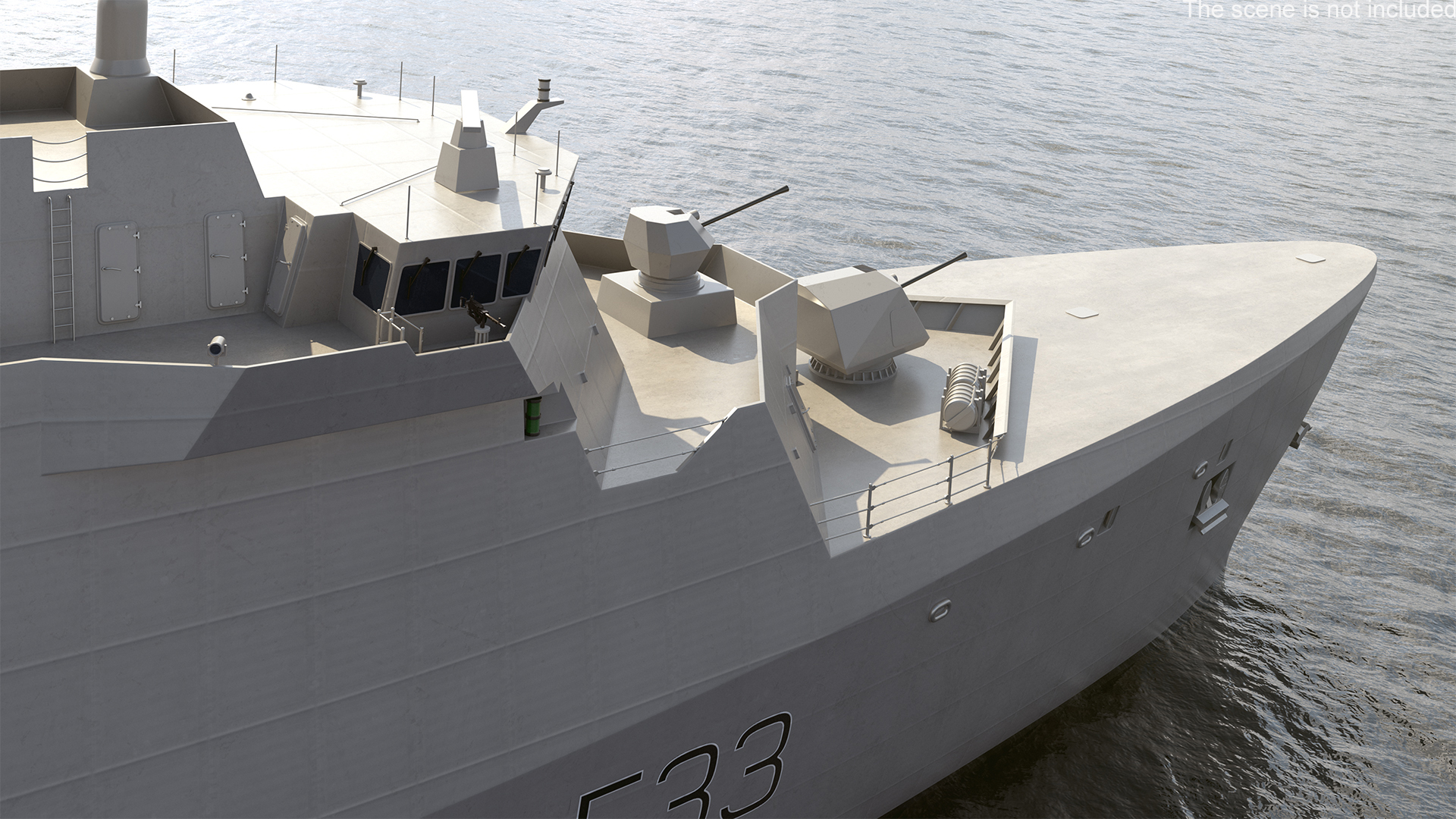 Naval Frigate with Transport Helicopter 3D model