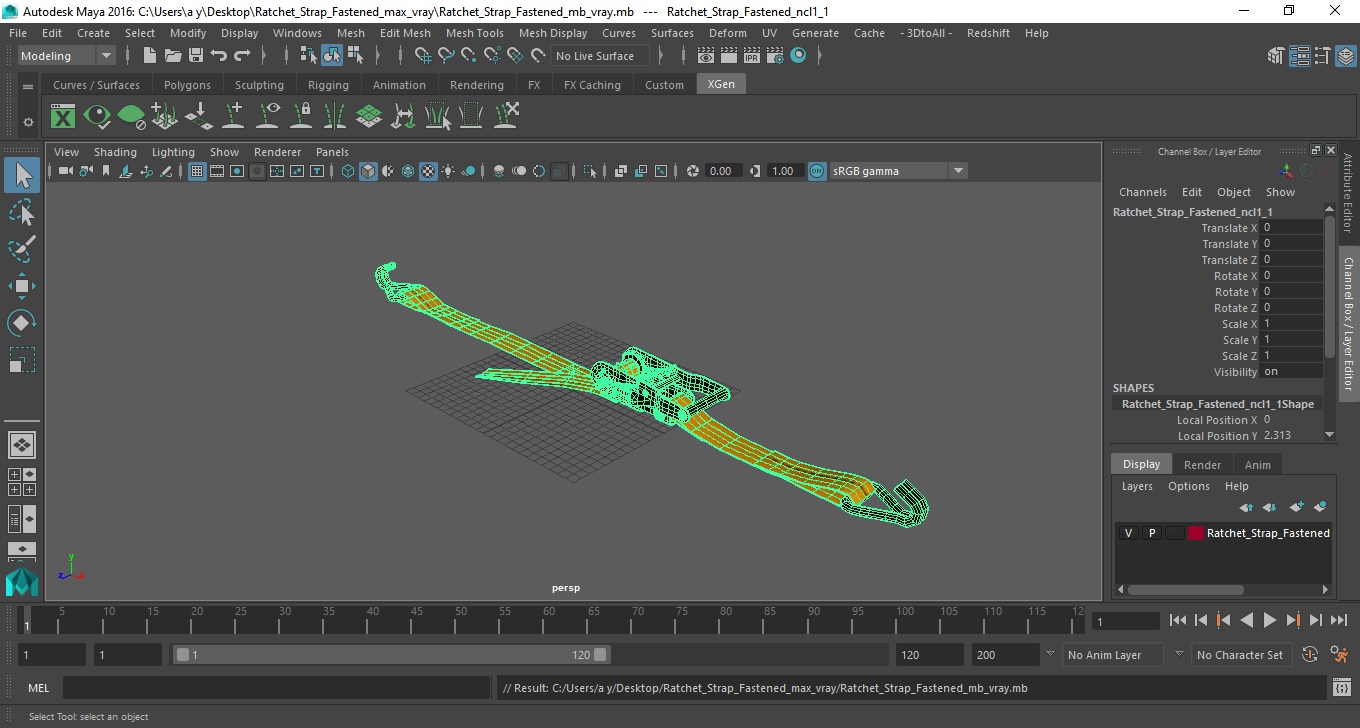 Ratchet Strap Fastened 3D