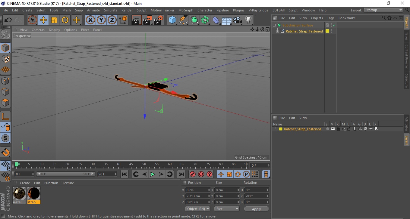 Ratchet Strap Fastened 3D