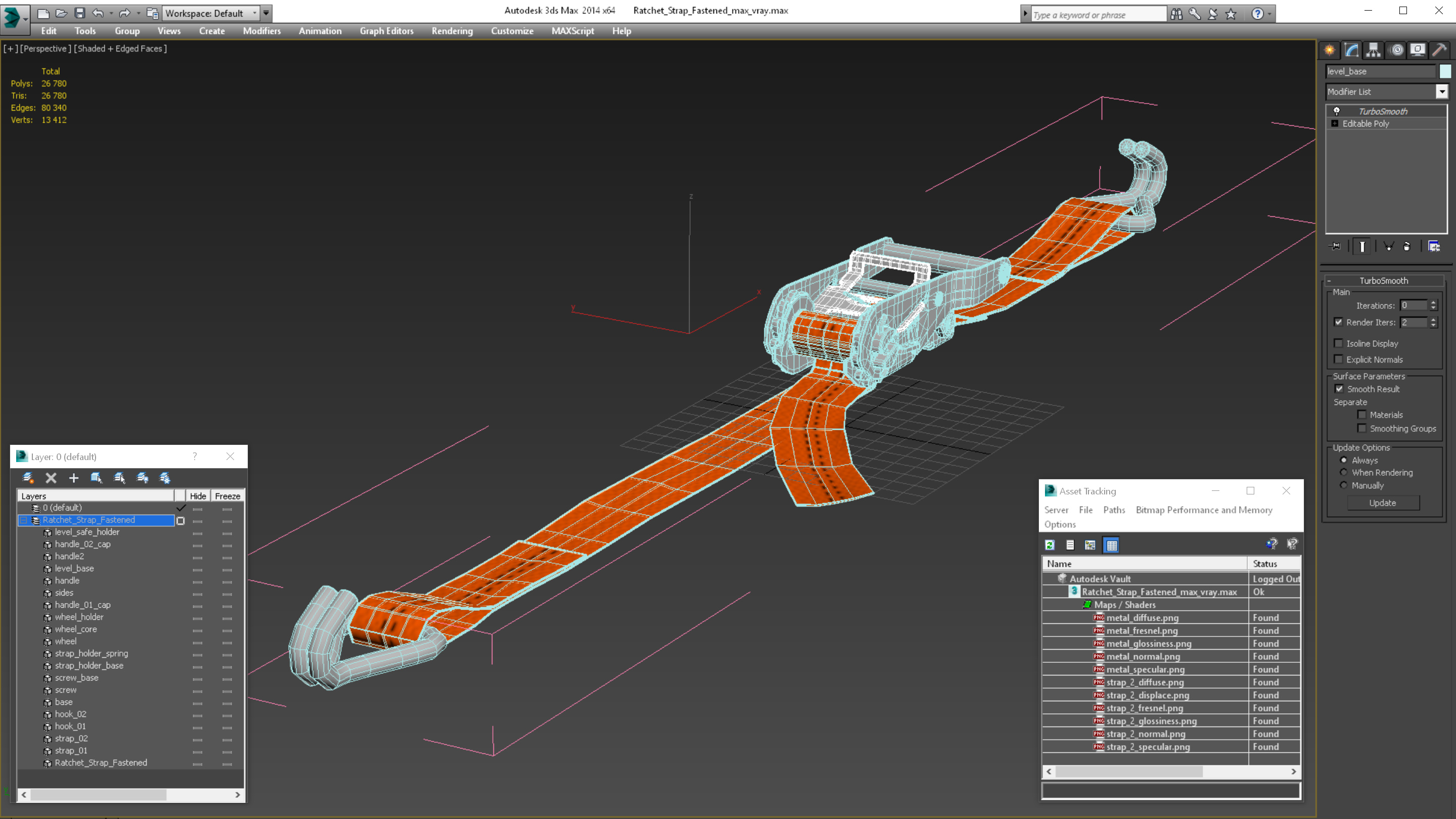 Ratchet Strap Fastened 3D