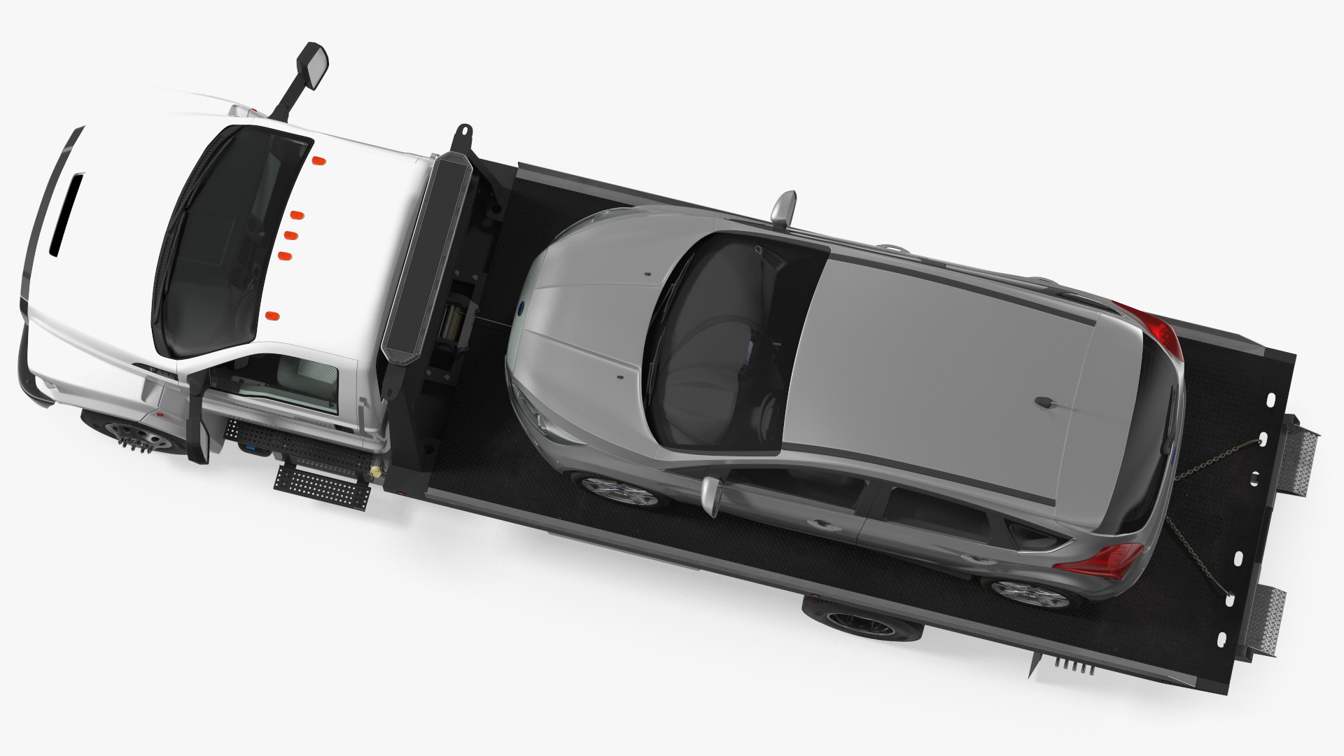 3D model Ford F650 Tow Truck with Ford Focus