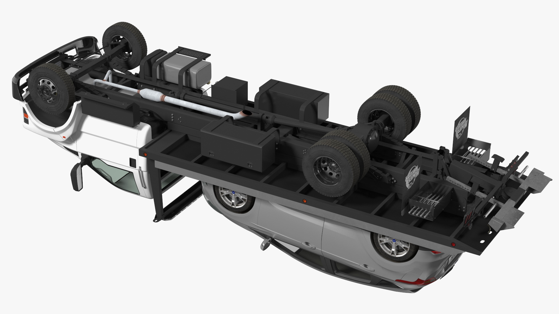 3D model Ford F650 Tow Truck with Ford Focus