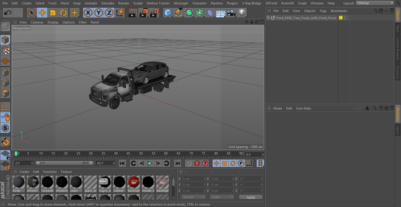 3D model Ford F650 Tow Truck with Ford Focus