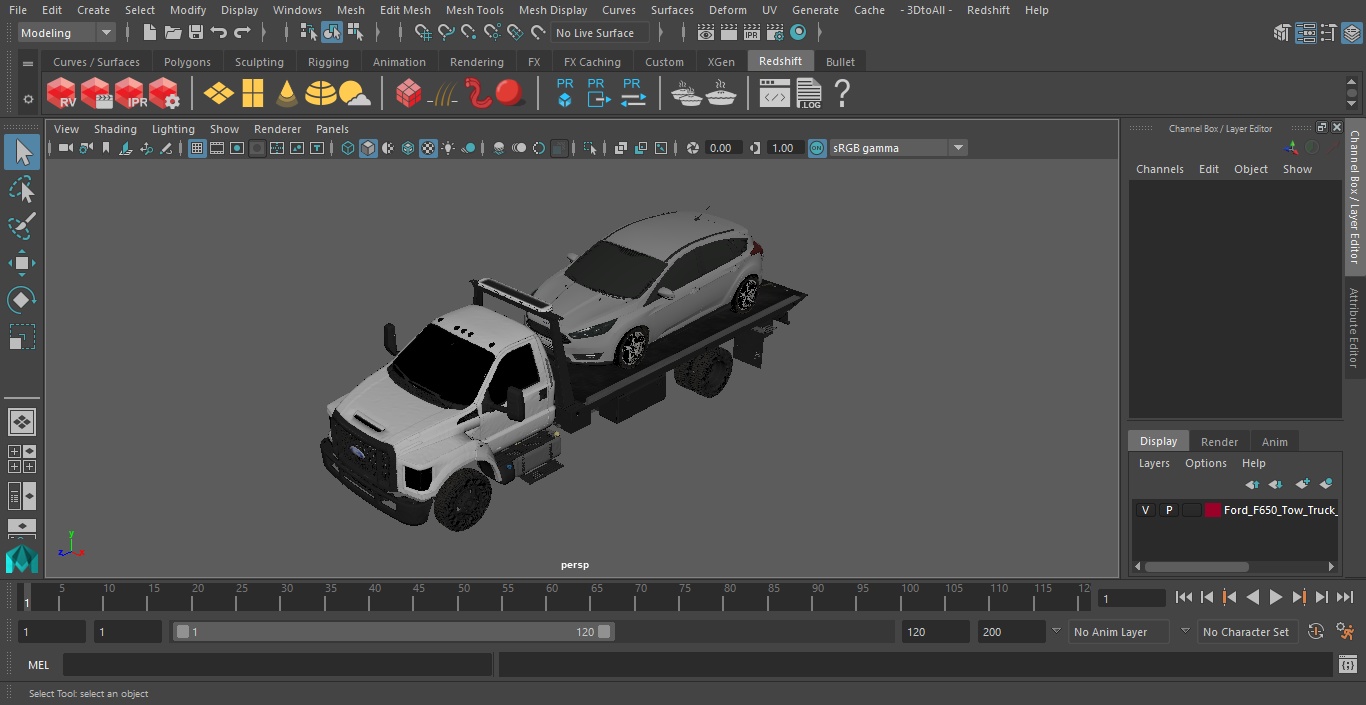 3D model Ford F650 Tow Truck with Ford Focus