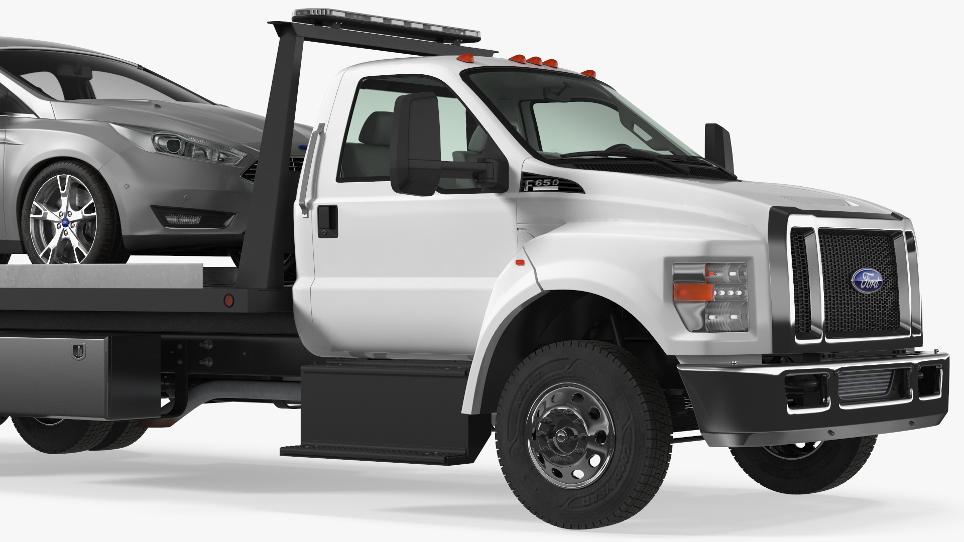 3D model Ford F650 Tow Truck with Ford Focus