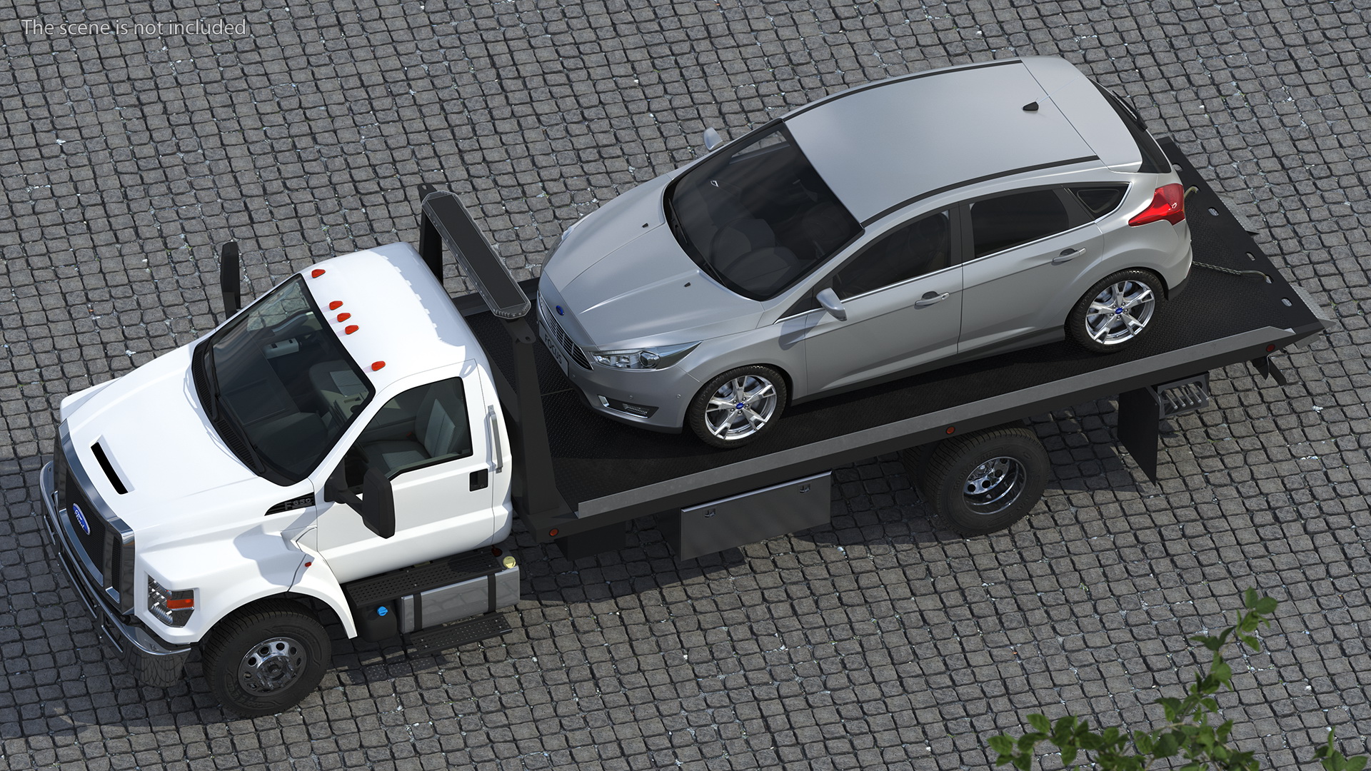 3D model Ford F650 Tow Truck with Ford Focus