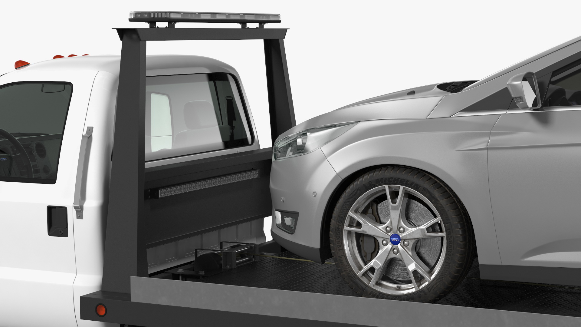 3D model Ford F650 Tow Truck with Ford Focus