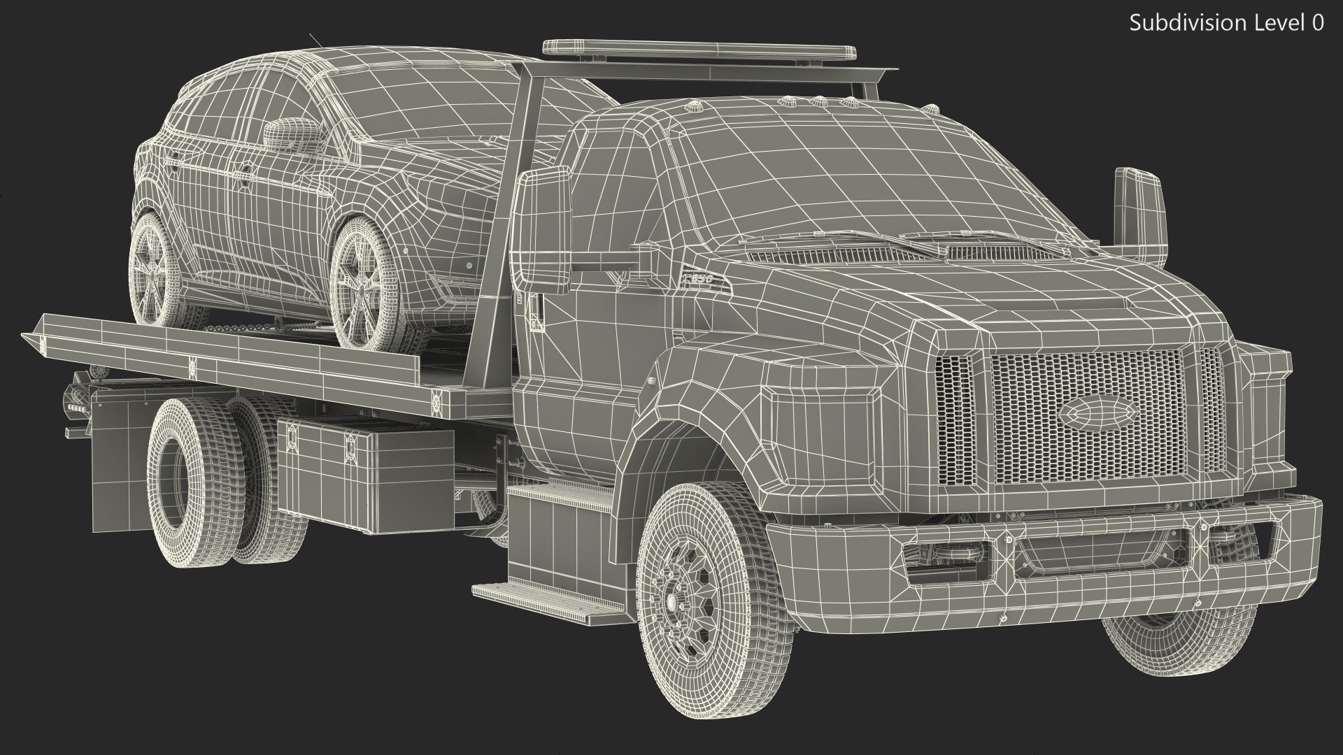3D model Ford F650 Tow Truck with Ford Focus