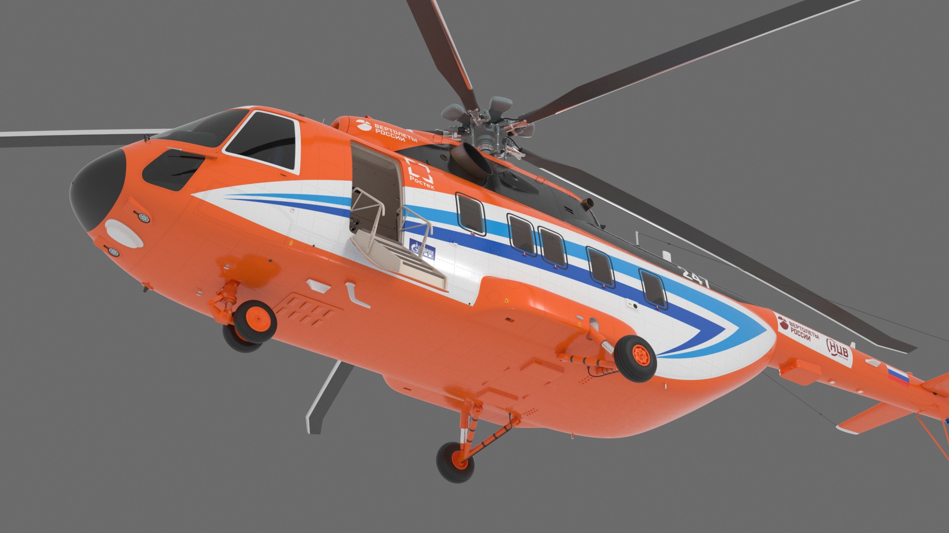 Russian Helicopter Gazprom MI-171 A3 Rigged for Cinema 4D 3D
