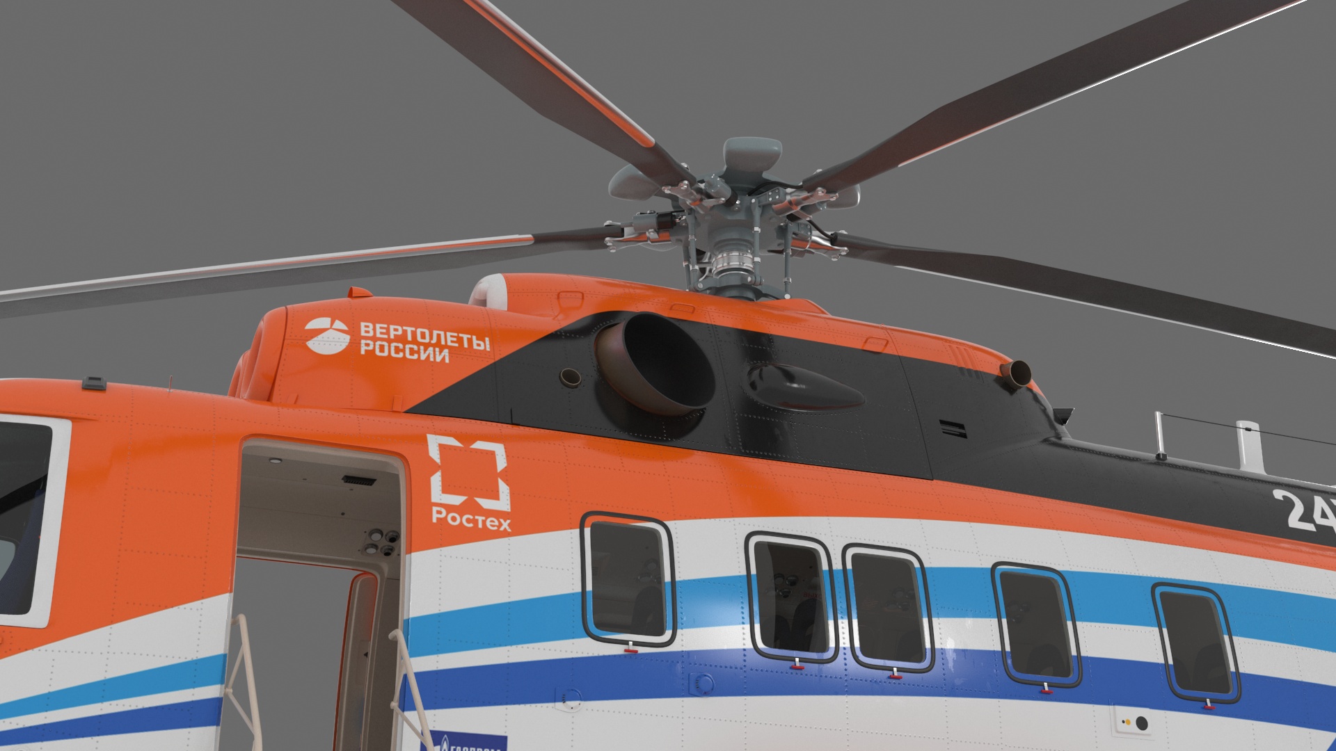 Russian Helicopter Gazprom MI-171 A3 Rigged for Cinema 4D 3D