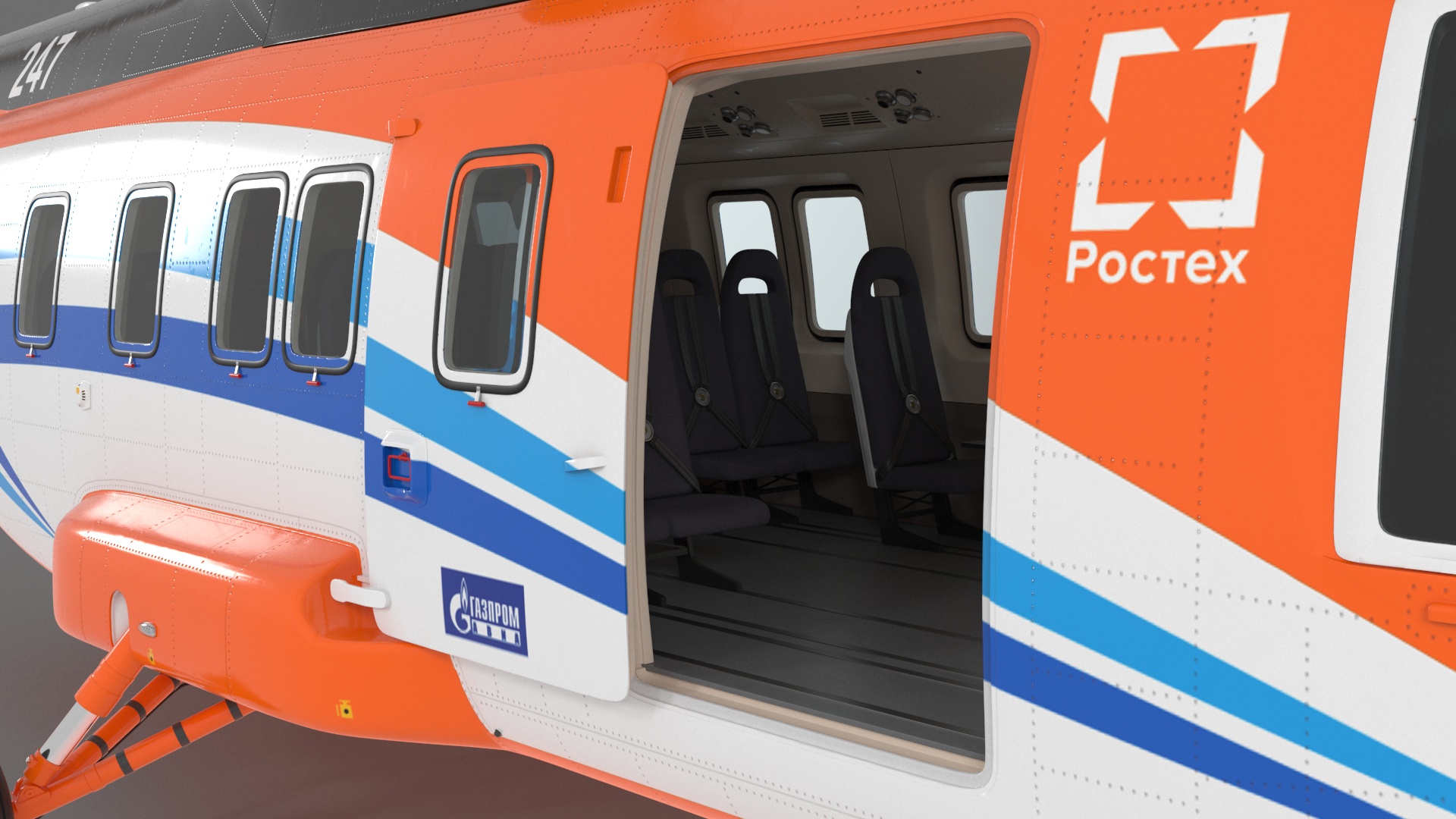 Russian Helicopter Gazprom MI-171 A3 Rigged for Cinema 4D 3D