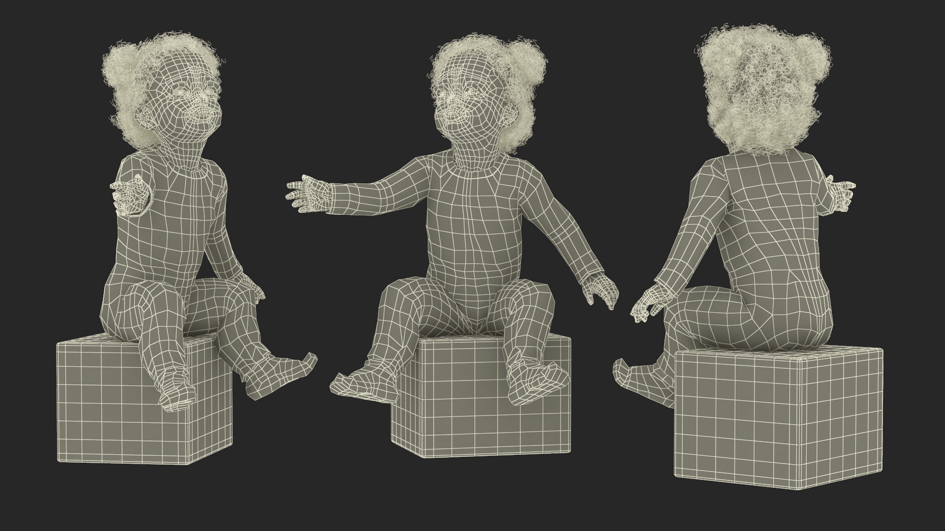 African Baby Girl Wearing Full Bodysuit Sitting 3D