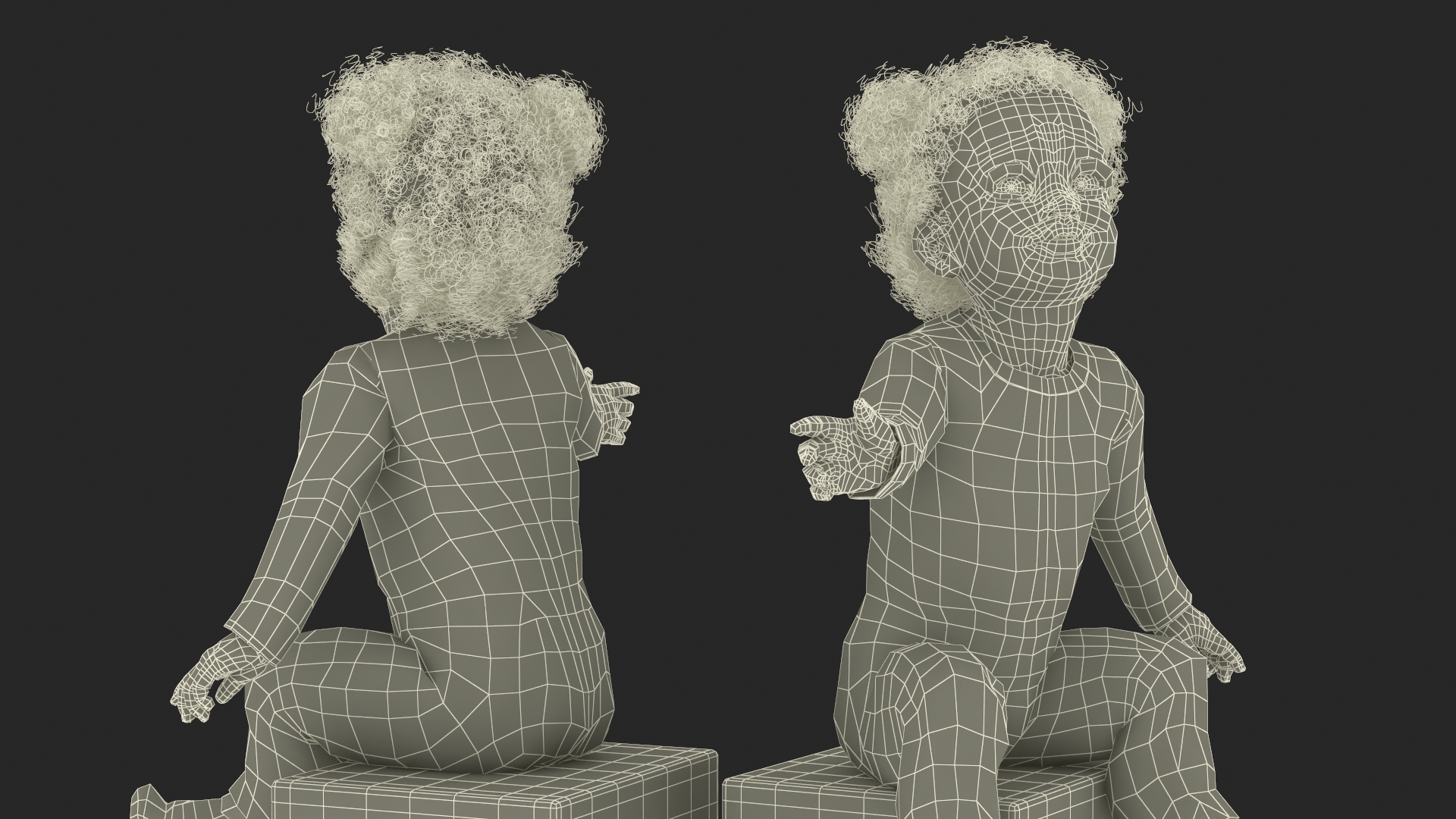 African Baby Girl Wearing Full Bodysuit Sitting 3D