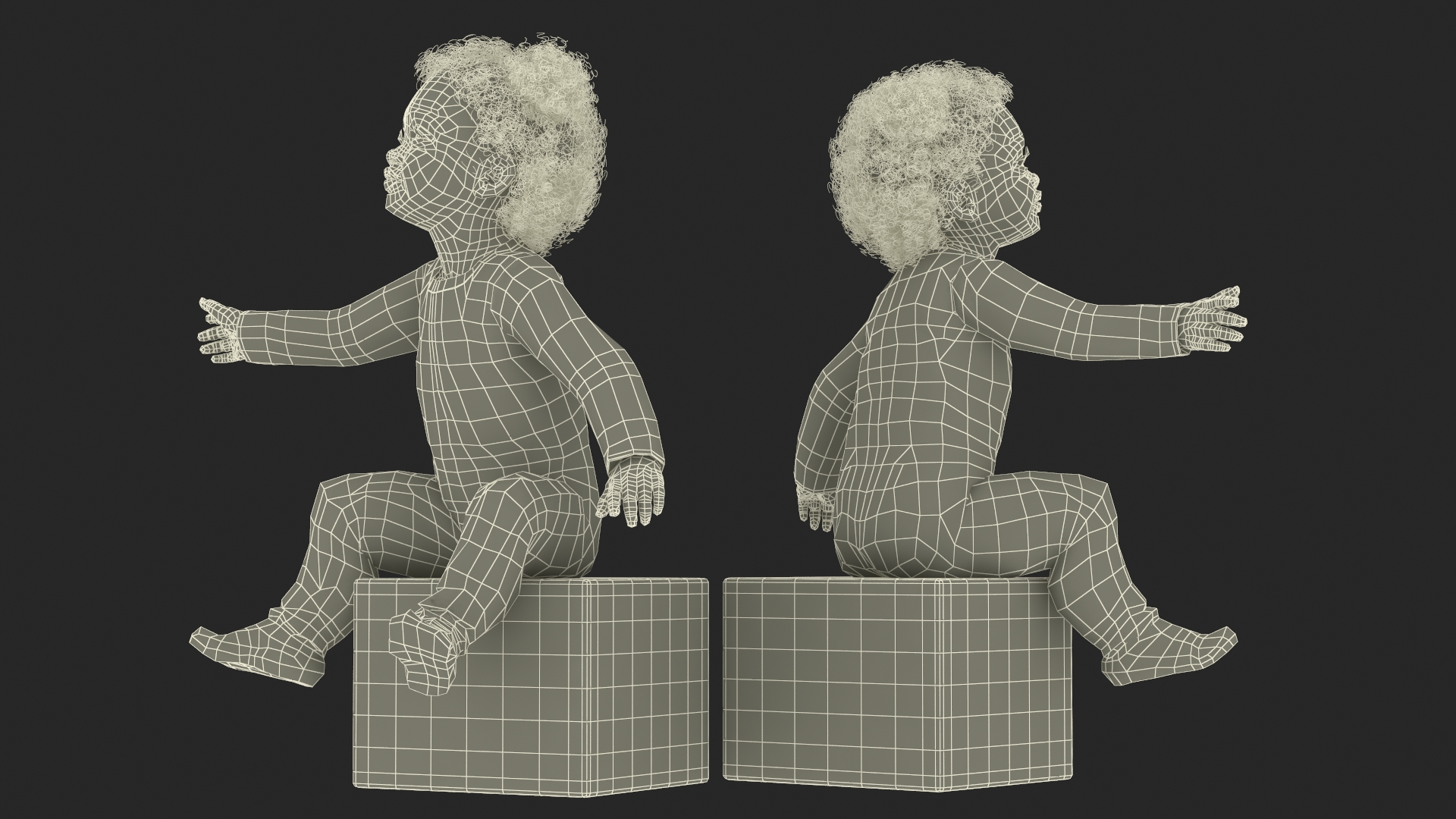 African Baby Girl Wearing Full Bodysuit Sitting 3D